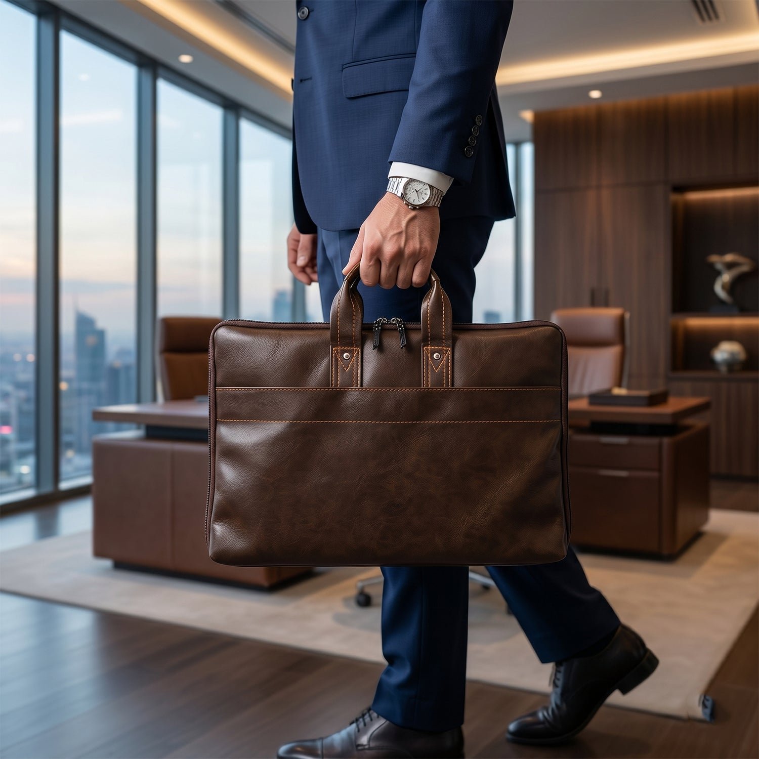 Leather Laptop Bag – Stylish & Durable Office Briefcase - Image 3