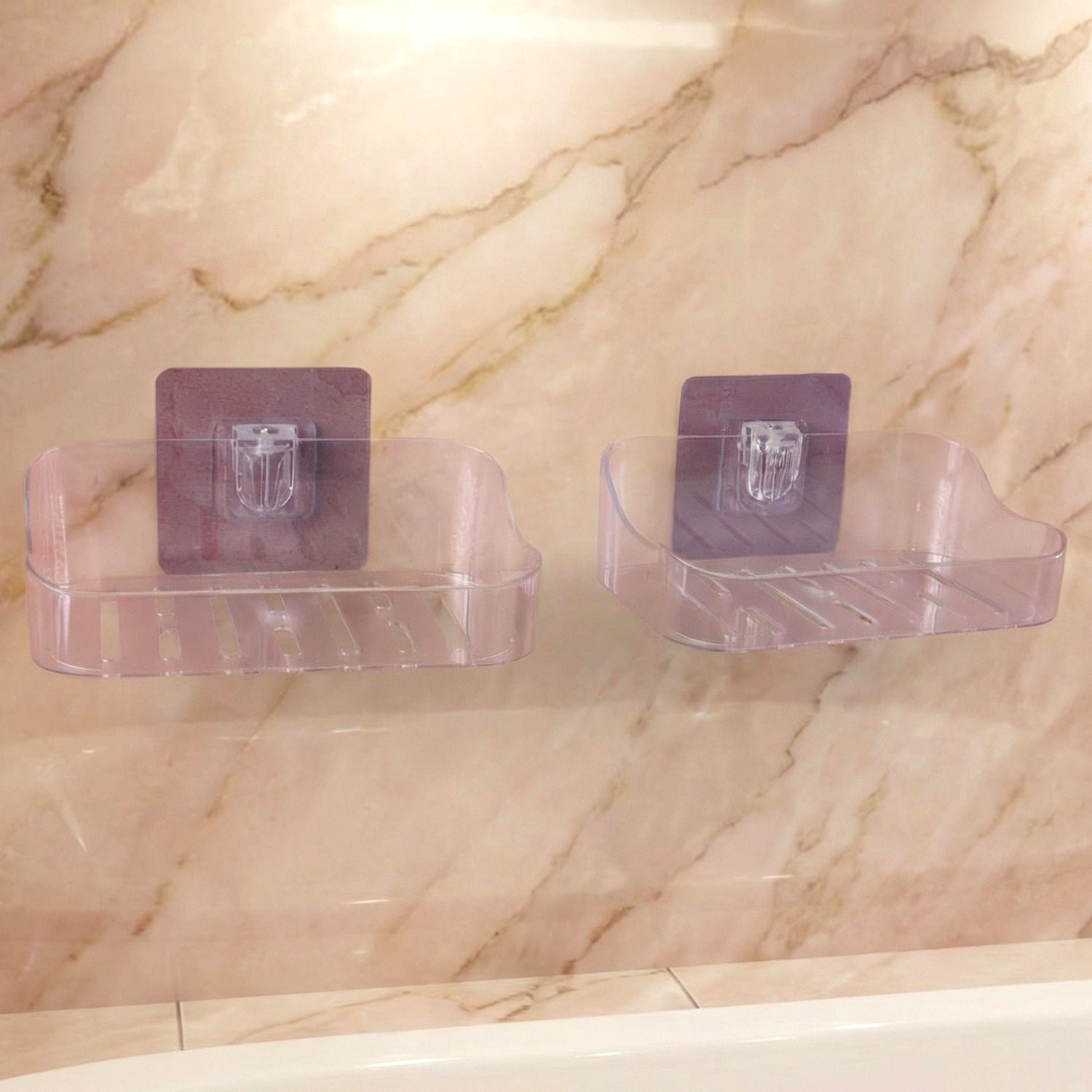 Transparent Wall-Mounted Soap Dish Set – Space-Saving & Drainage - Image 4
