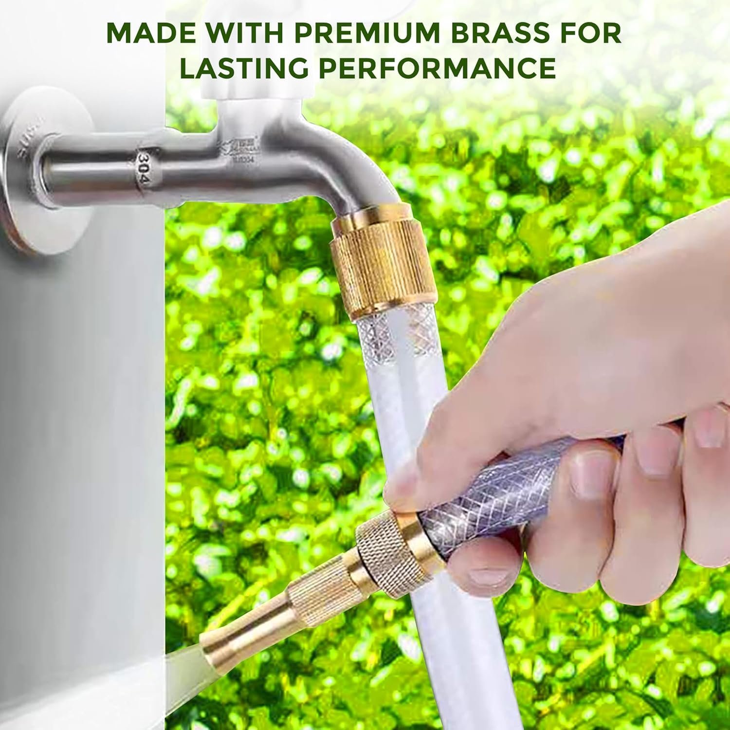 Heavy Duty Brass Garden Hose Nozzle – Adjustable Water Spray for Outdoor Use - Image 3