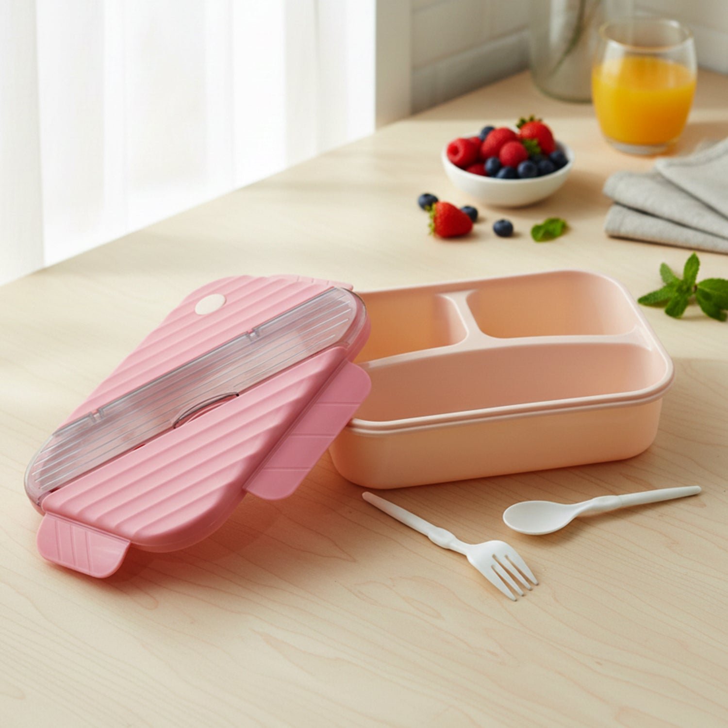 Plastic 3 Compartment Lunch Box for Kids, Organized & Portable - Image 5