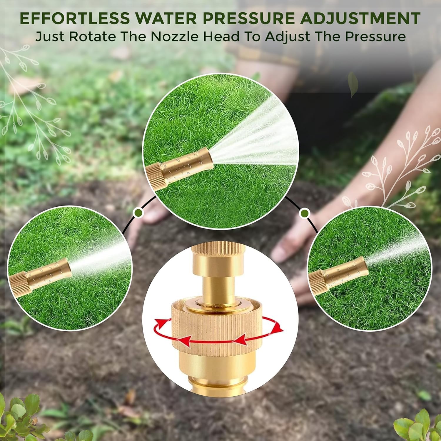 Heavy Duty Brass Garden Hose Nozzle – Adjustable Water Spray for Outdoor Use - Image 4