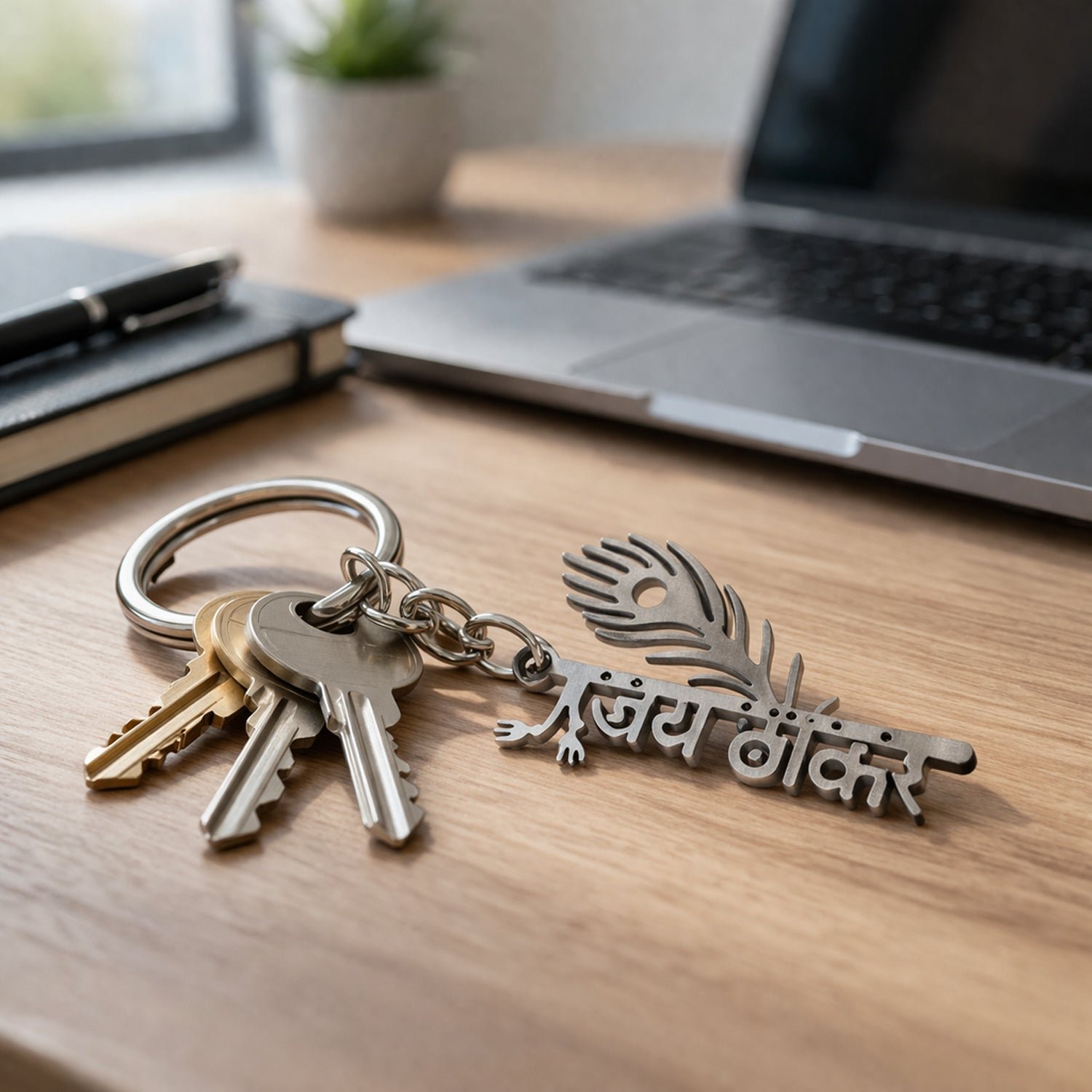 Religious Peepal Leaf Keychain – Durable Metal for Daily Inspiration - Image 3