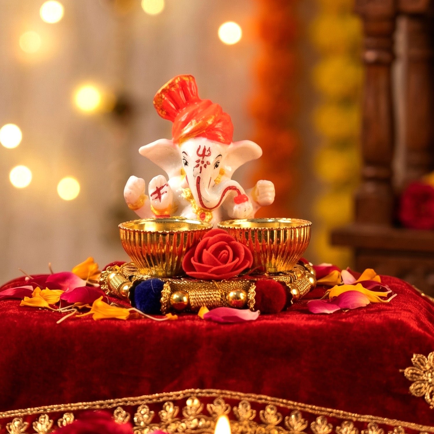 Ganesha Pooja Thali Set – Traditional Religious Decor for Festivals - Image 3