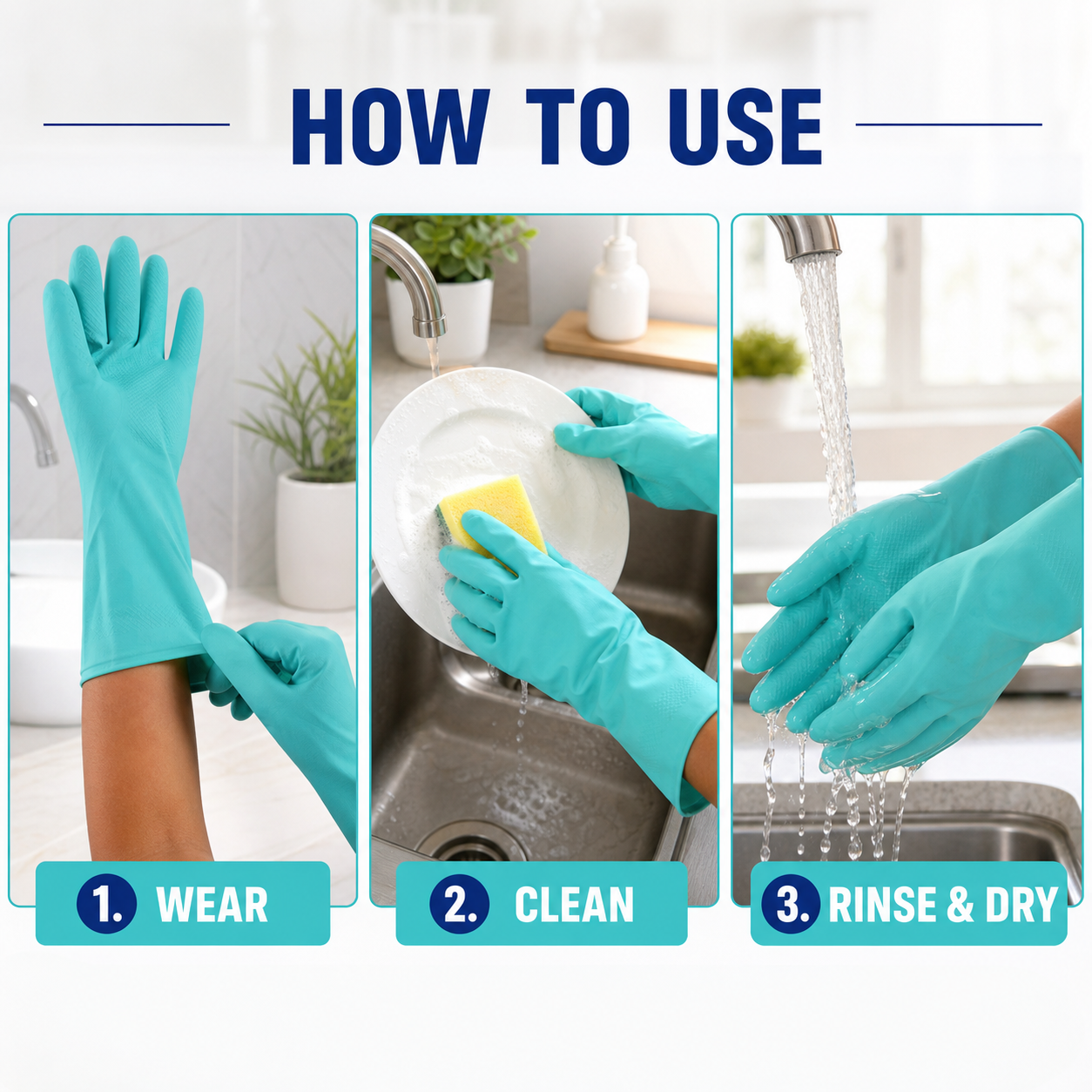 Large Victor Green Rubber Gloves – Reusable & Waterproof for Kitchen - Image 4