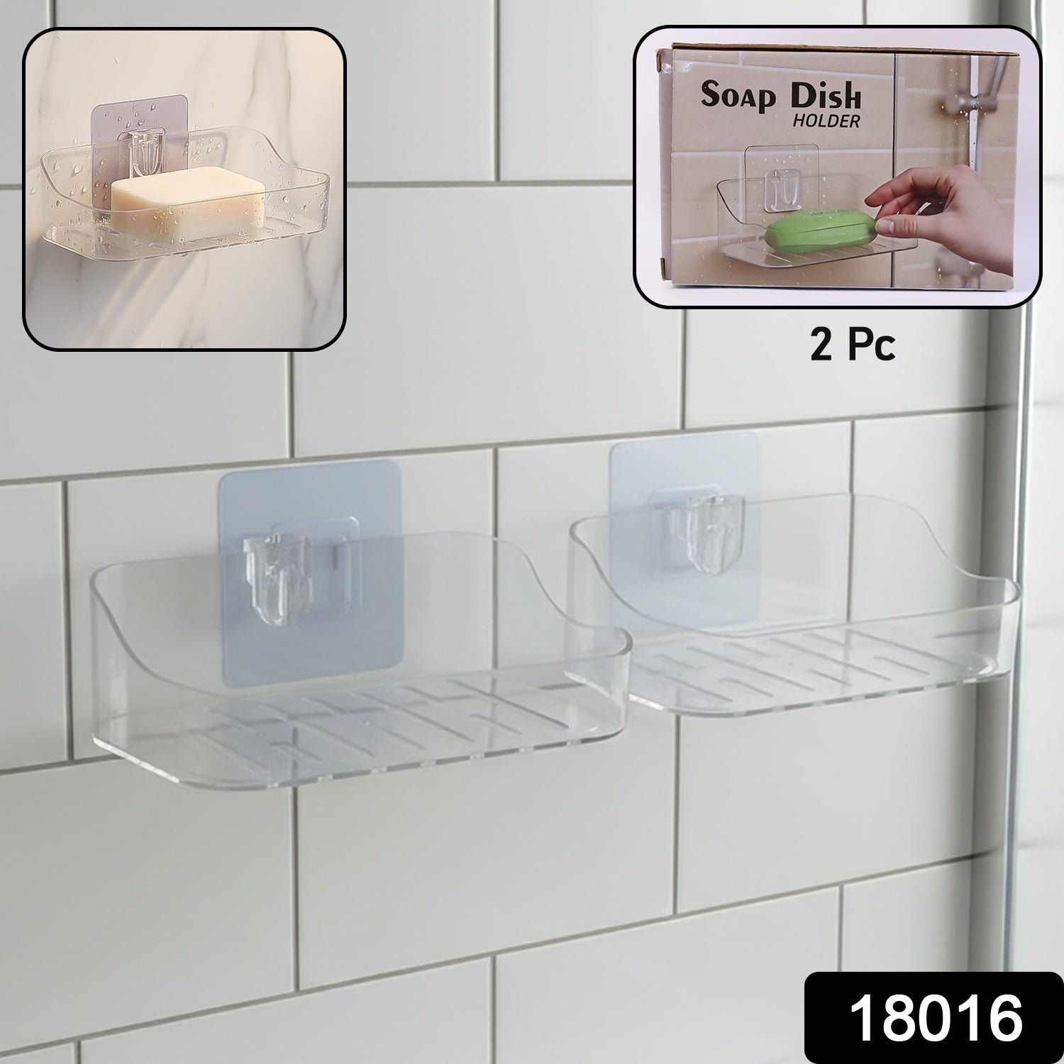 Transparent Wall-Mounted Soap Dish Set – Space-Saving & Drainage - Image 2