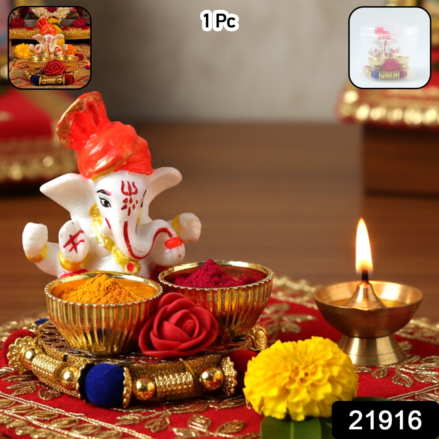 Ganesha Pooja Thali Set – Traditional Religious Decor for Festivals - Image 2
