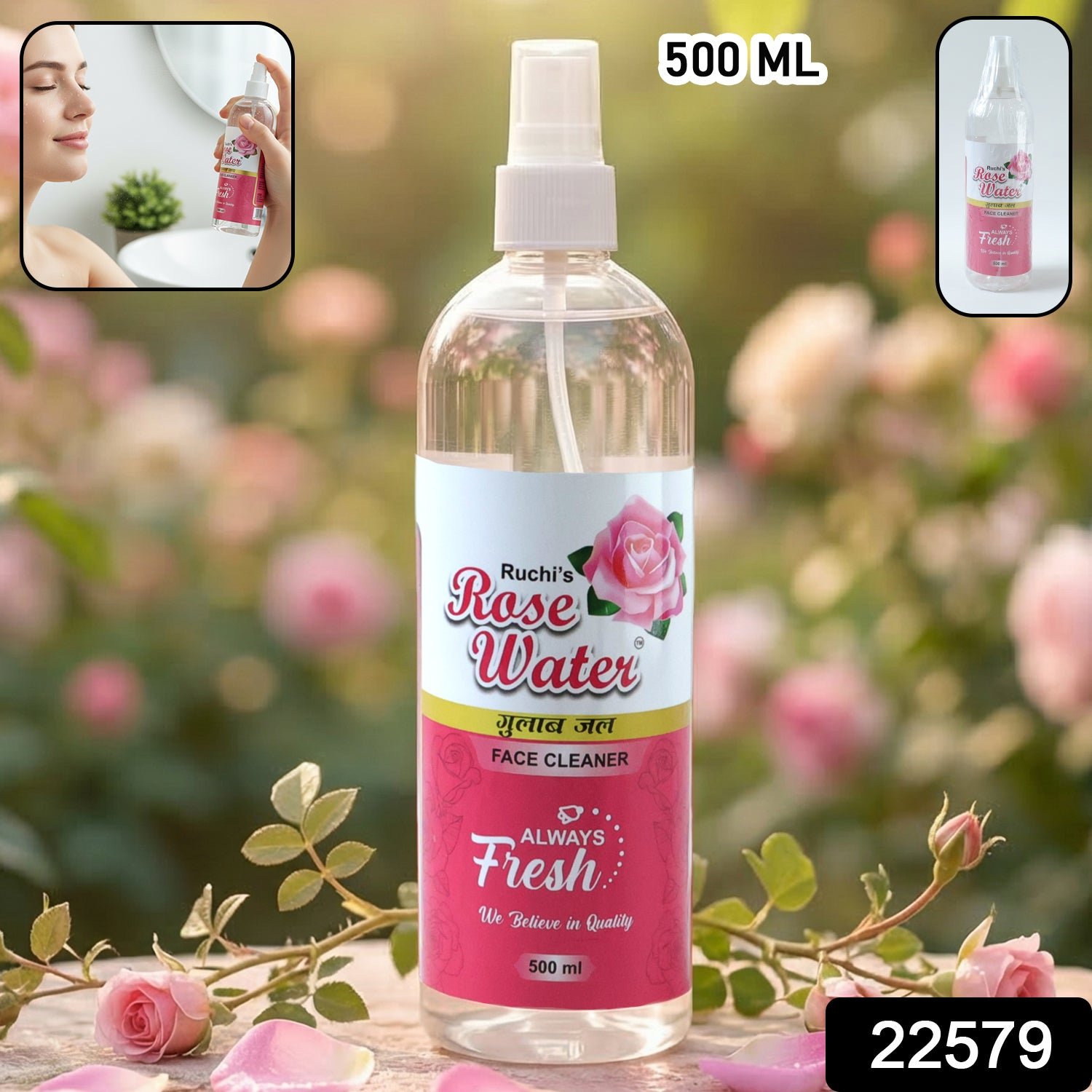 Rose Water Face Cleanser Spray – Hydrating & Refreshing Mist for Skin - Image 2