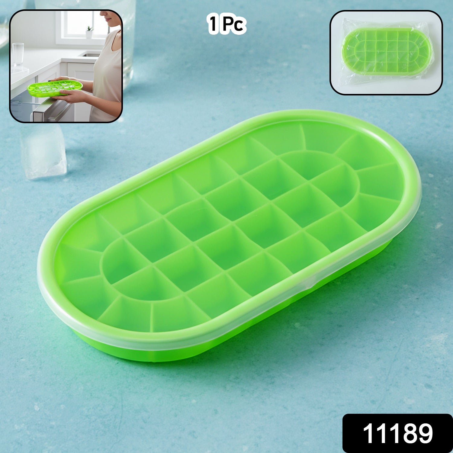 Oval Silicone Ice Cube Tray – Easy Release & Odor-Free Storage - Image 2