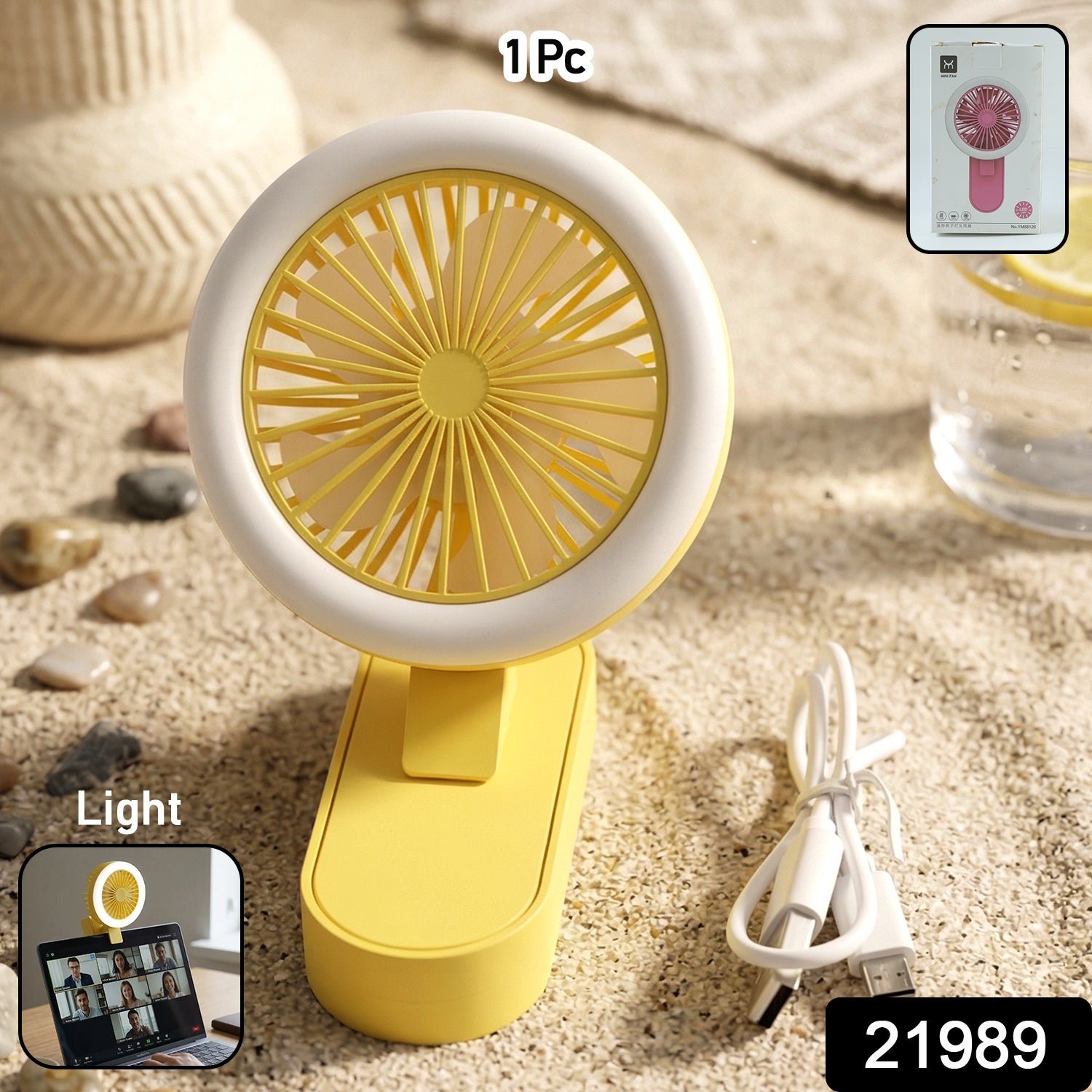 Mini Table Fan – Rechargeable with LED Light and Adjustable Angle - Image 2