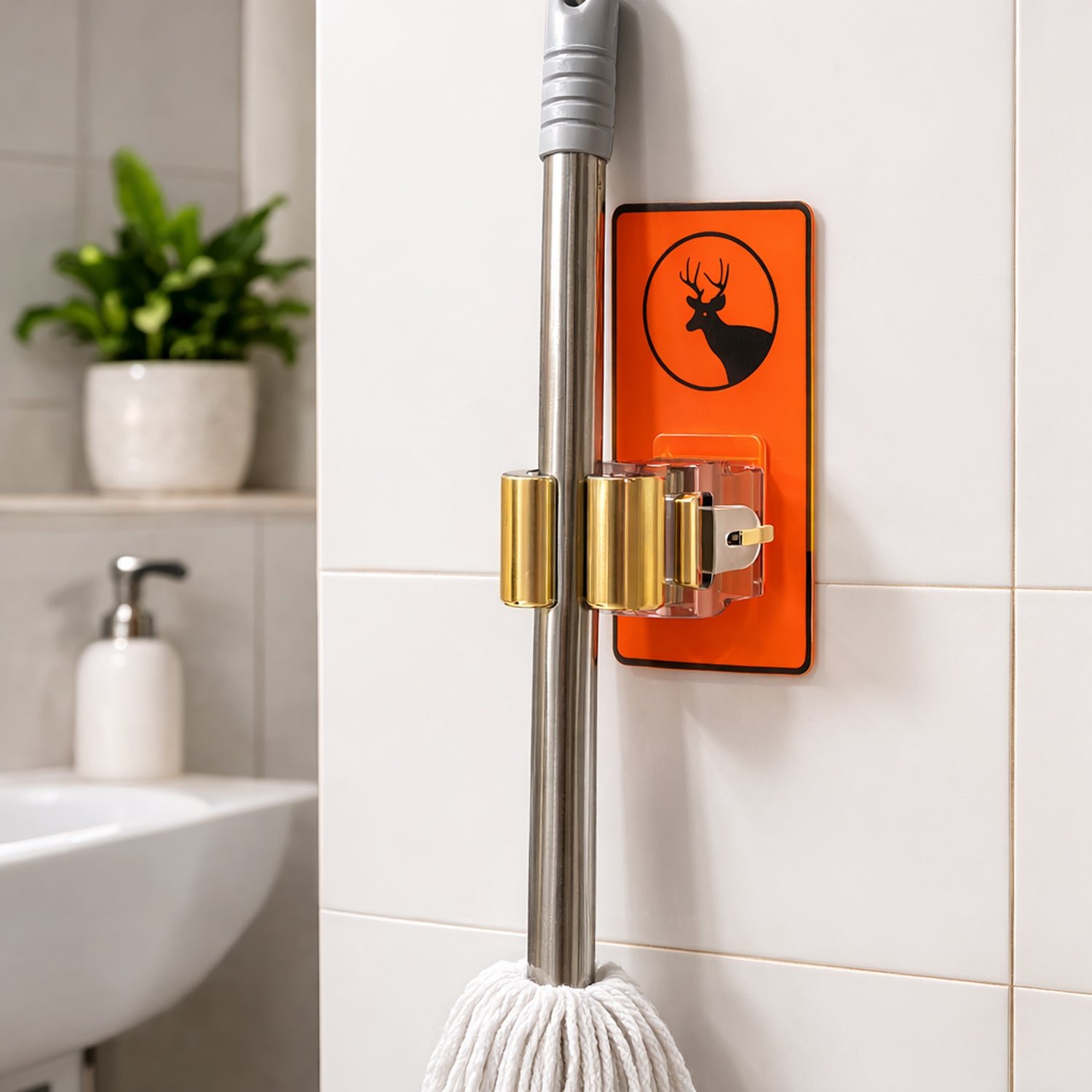 Wall Mounted Mop Holder – Space-Saving Cleaning Tool Organizer - Image 3