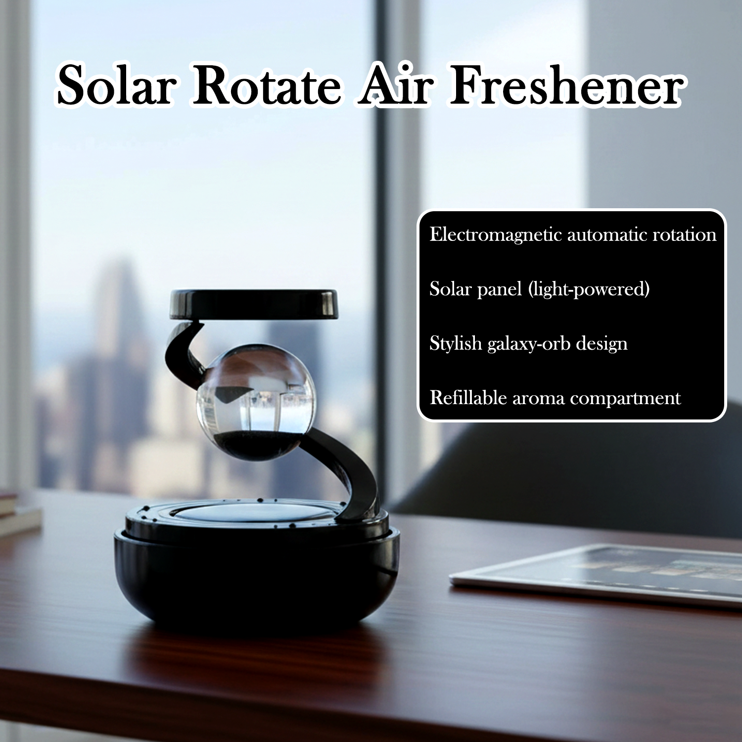 Solar-Powered Car Air Freshener – Rotating Galaxy Orb Design - Image 4
