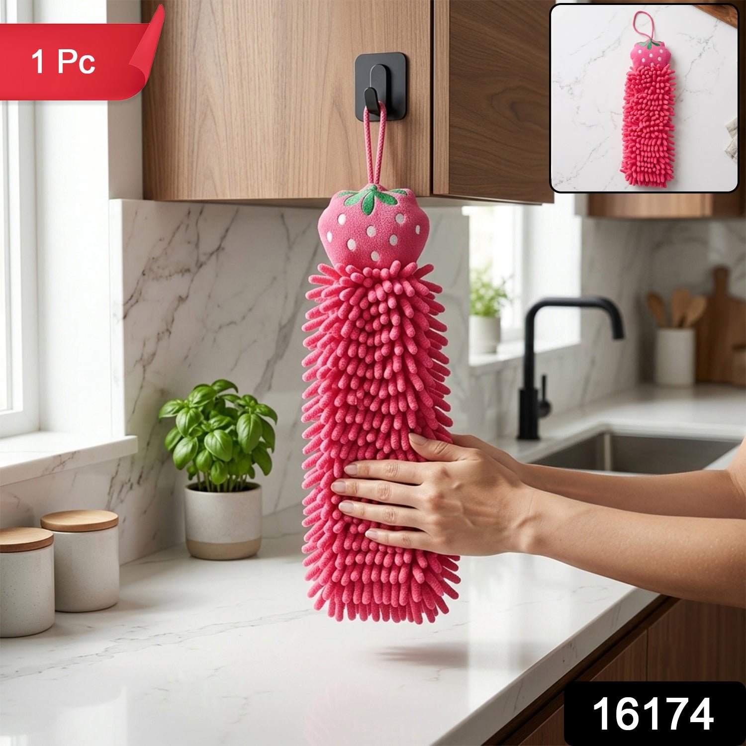 Microfiber Chenille Hanging Hand Towel for Bathroom and Kitchen Cleaning (1 Pc) - Image 2