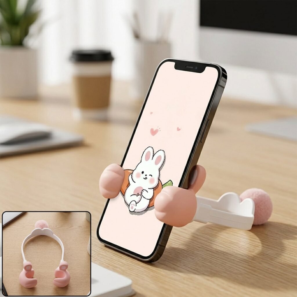 Flexible Bunny Phone Holder with Long Adjustable Neck Desktop Mobile Stand (1 Pc)