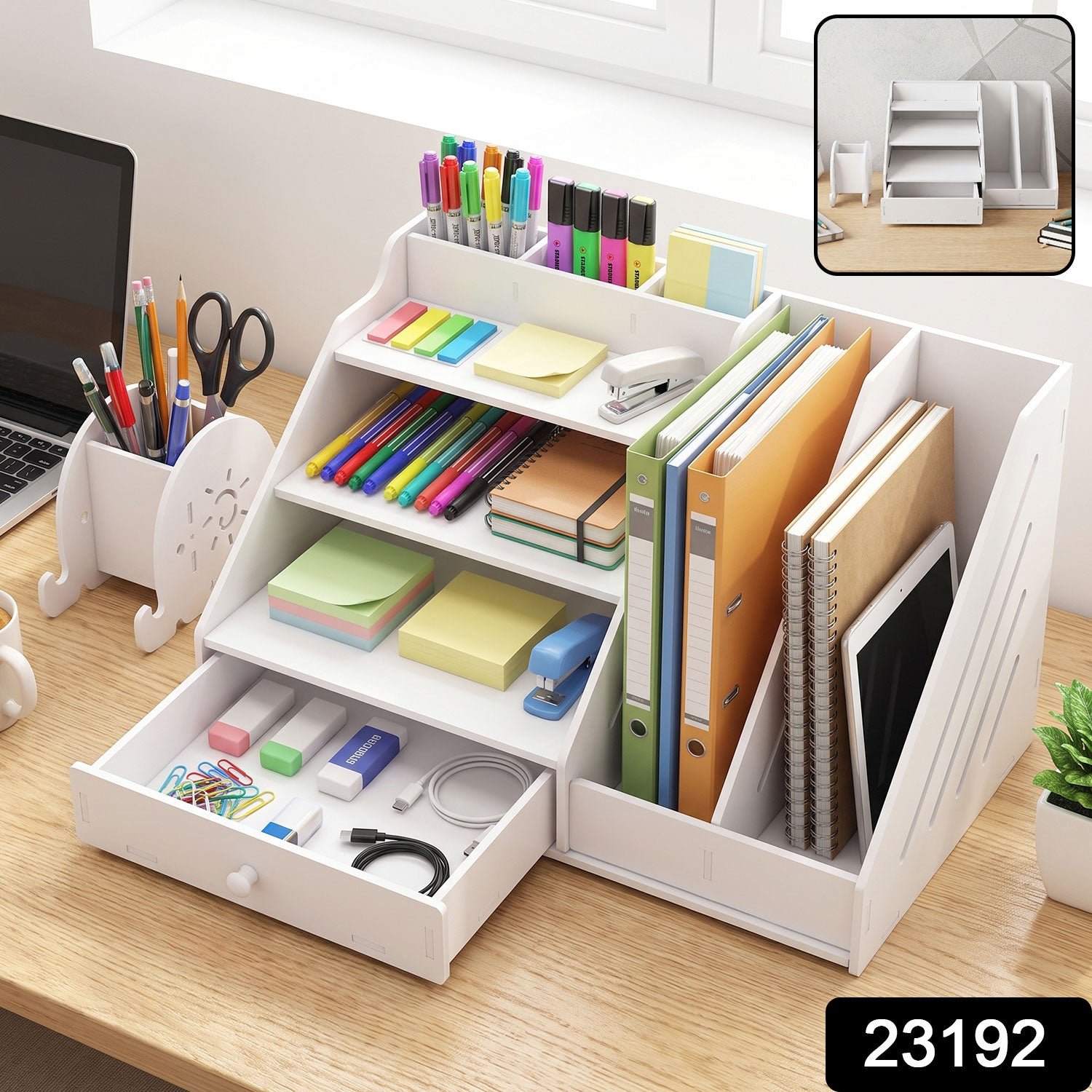 Multifunctional Desk Organizer Storage Cabinet with Drawer File Rack (1 Set) - Image 2