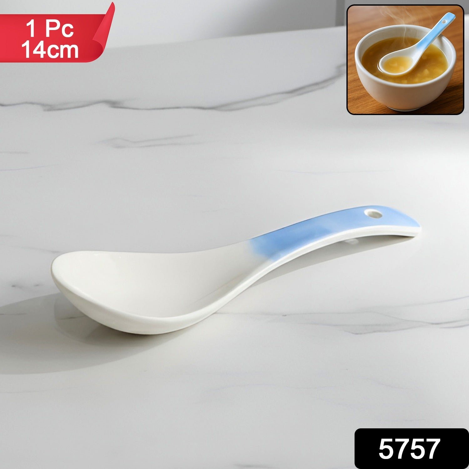 Ceramic Serving Spoon – Heat-Resistant 14 cm Ladle for Soups & Curries - Image 2