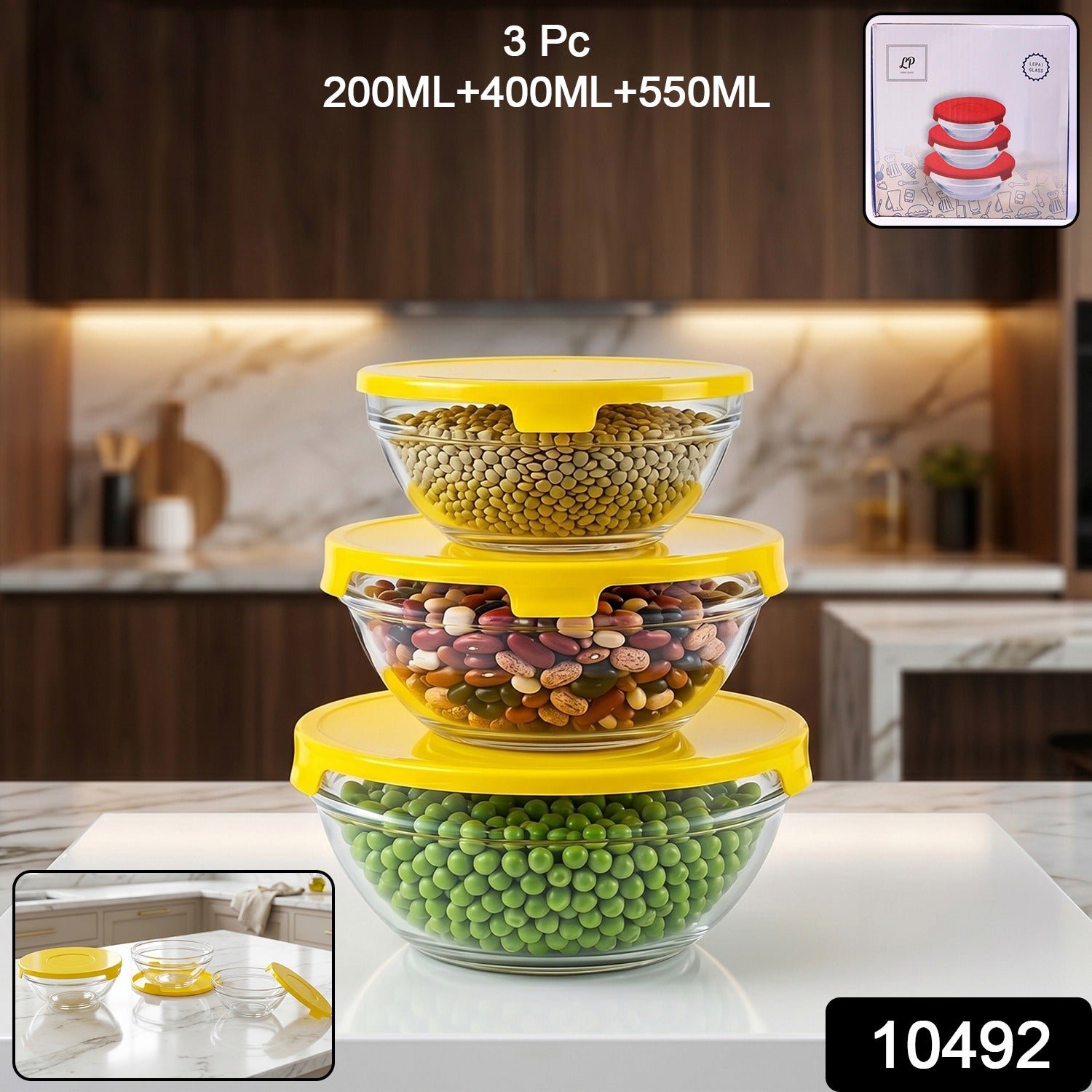 Glass Bowl Set with Lids – Versatile Kitchen Storage & Serving - Image 2