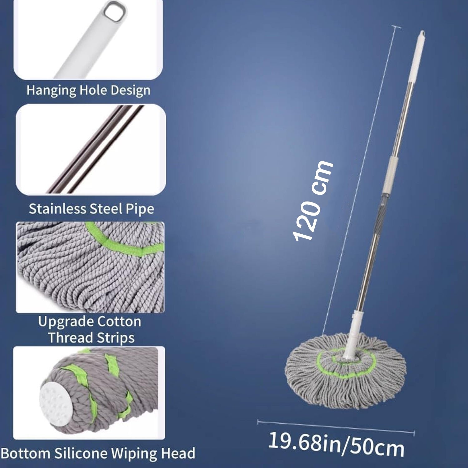 360° Spin Mop – Adjustable Handle & Microfiber Head for Effortless Cleaning - Image 6