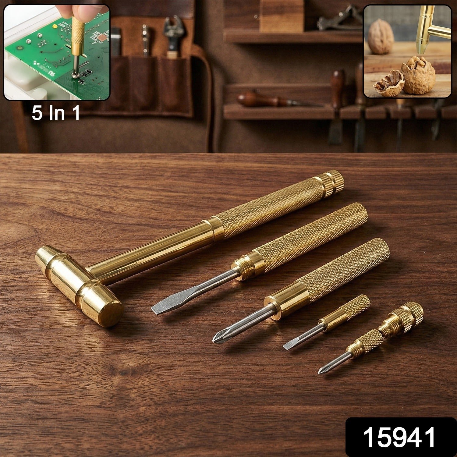 5-in-1 Small Hammer with Interchangeable Screwdriver Tips – Versatile Repair Tool - Image 3