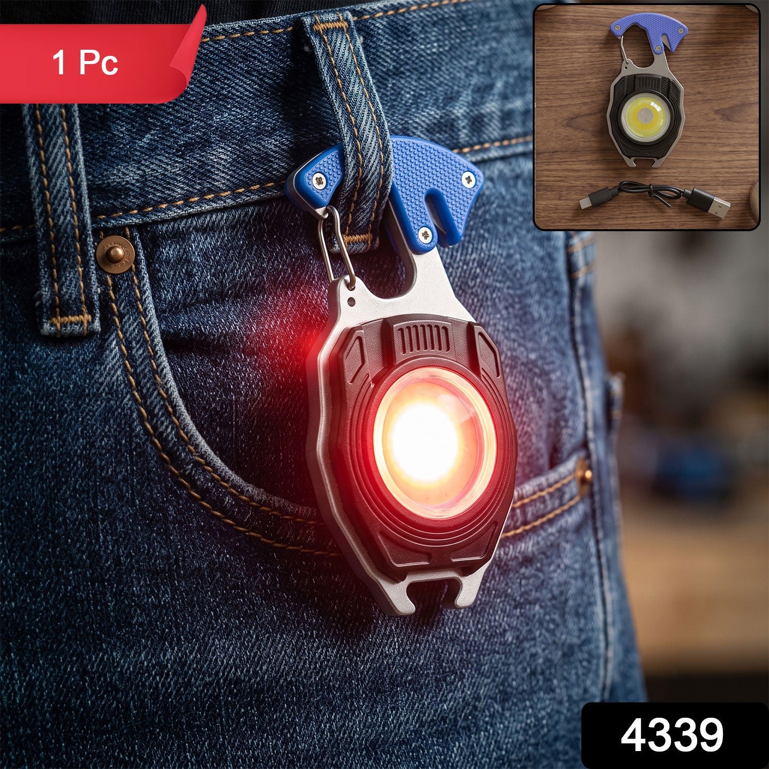 Travel LED Light Keychain Rechargeable Multifunction Mini Flashlight (1 Pc) - Image 2