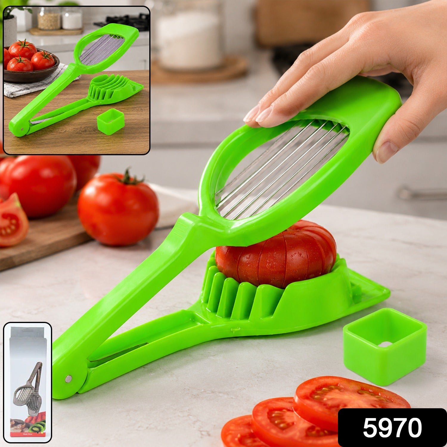 Tomato and Strawberry Slicer, 7 Steel Blade Fruit and Vegetable Cutter (1 Pc) - Image 2