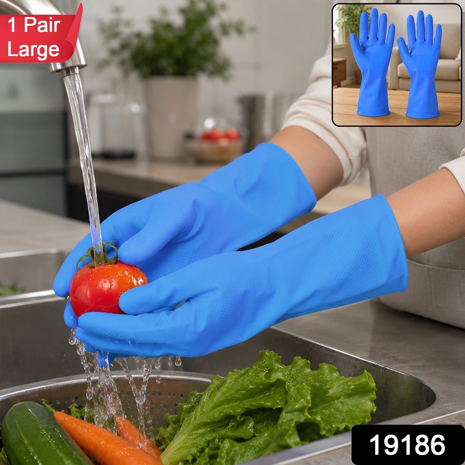 Waterproof Rubber Cleaning Gloves – Durable & Reusable Kitchen Gloves - Image 2
