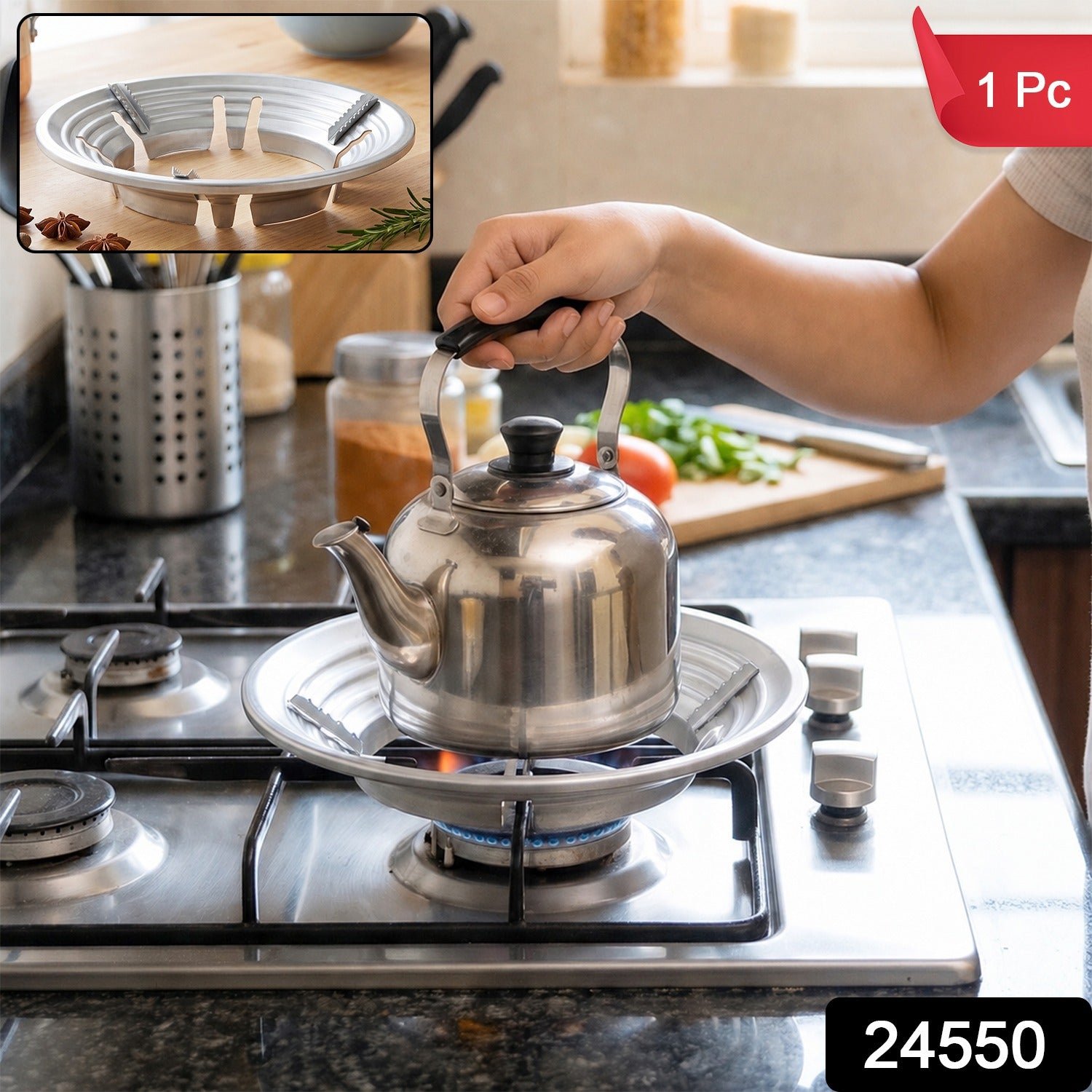 Gas Stove Burner Stand, Stainless Steel Wok Support Ring and Trivet (1 Pc) - Image 2