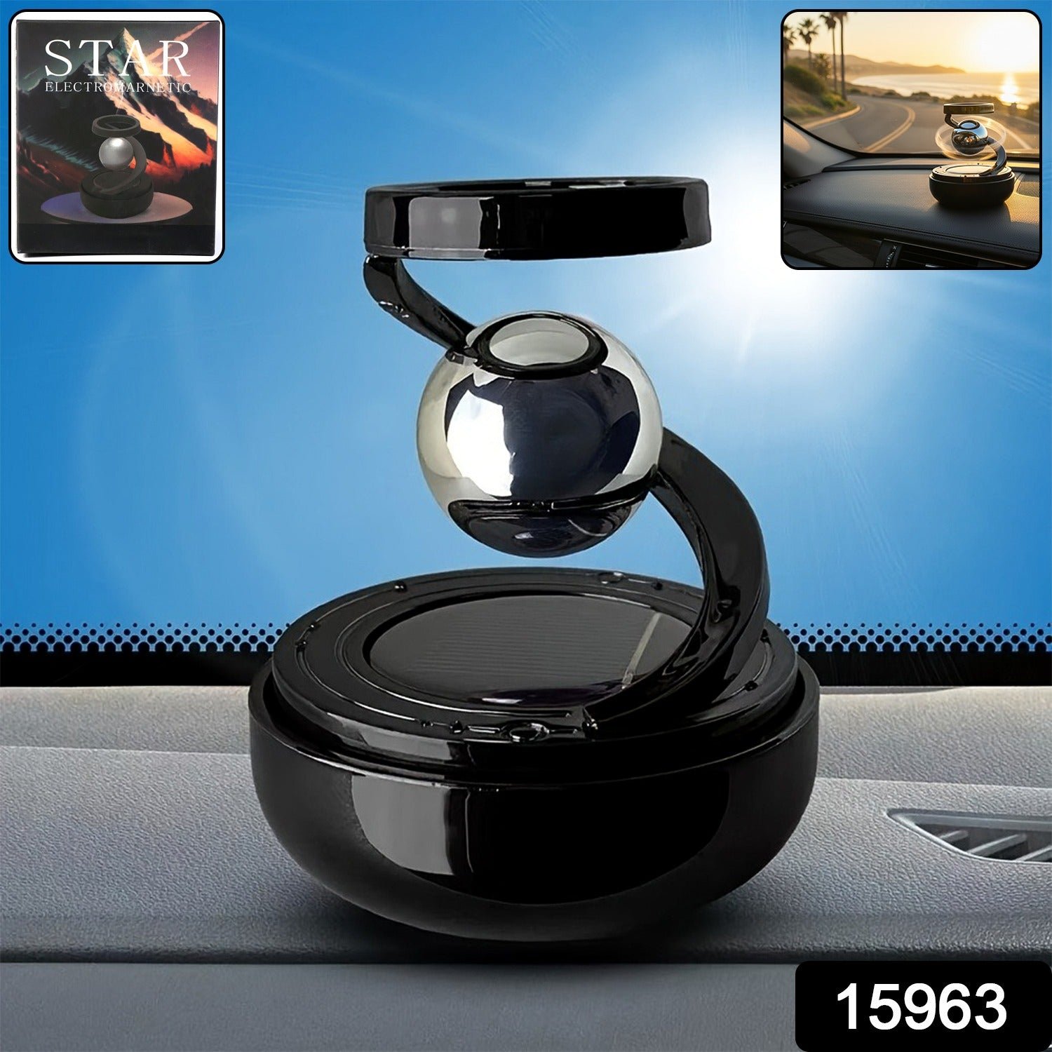 Solar-Powered Car Air Freshener – Rotating Galaxy Orb Design - Image 2