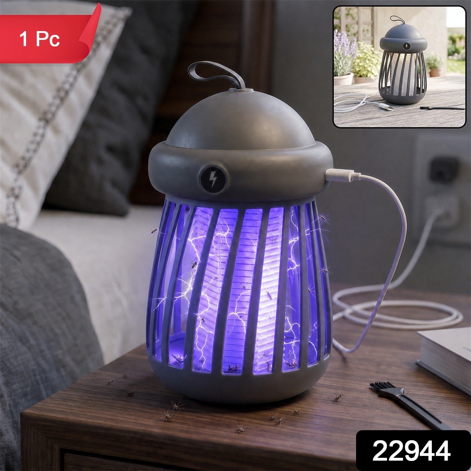 USB Rechargeable Electric Shock Mosquito Killer Lamp for Indoor Use (1 Pc) - Image 2