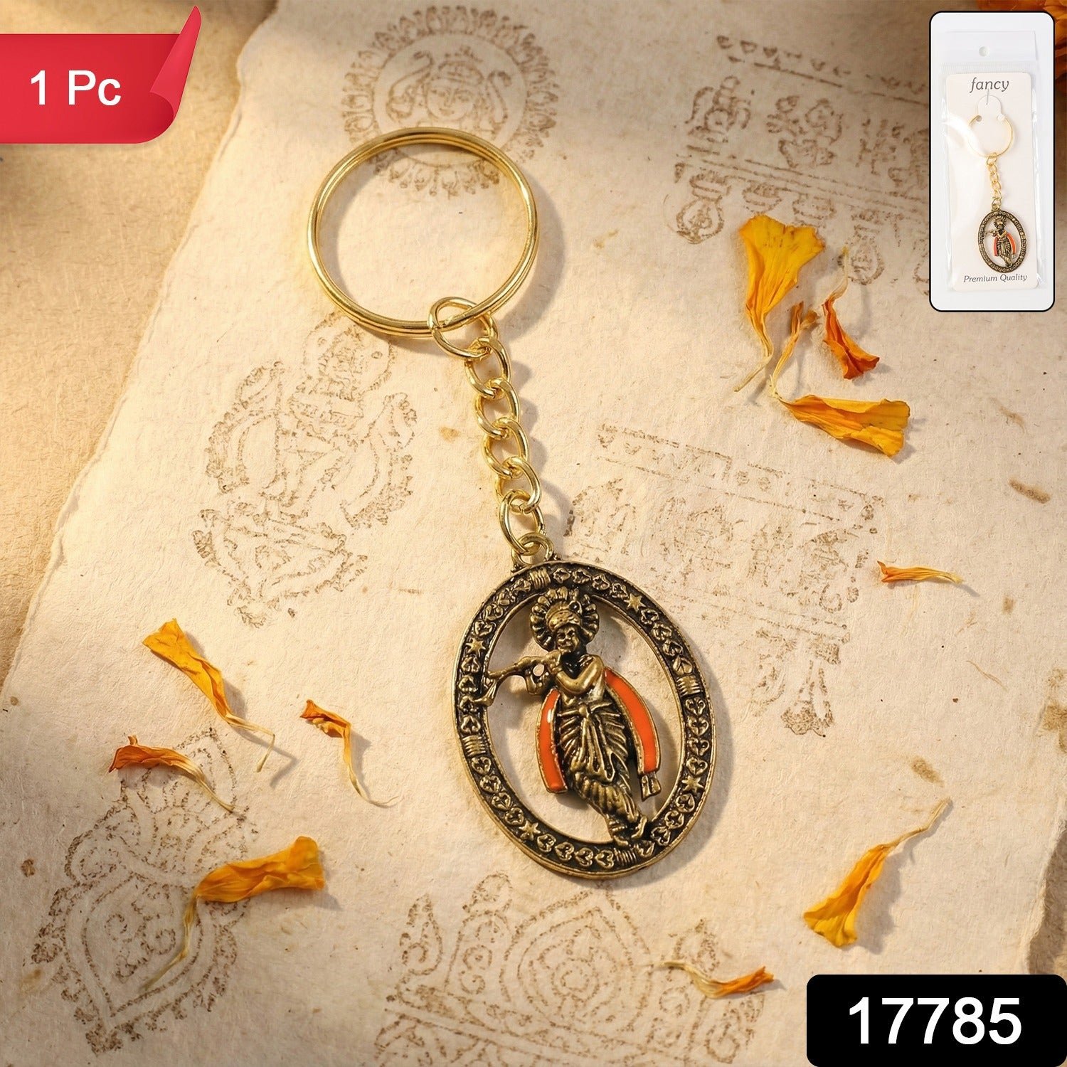 Lord Krishna Metal Keychain – Traditional Spiritual Accessory - Image 2