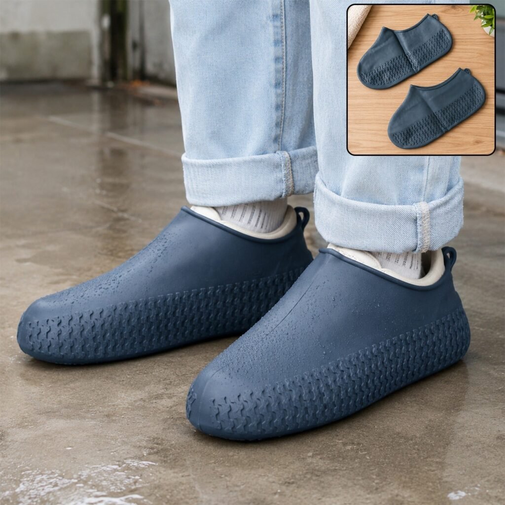 Waterproof Silicone Rain Shoe Cover 23 Cm Small Navy Blue
