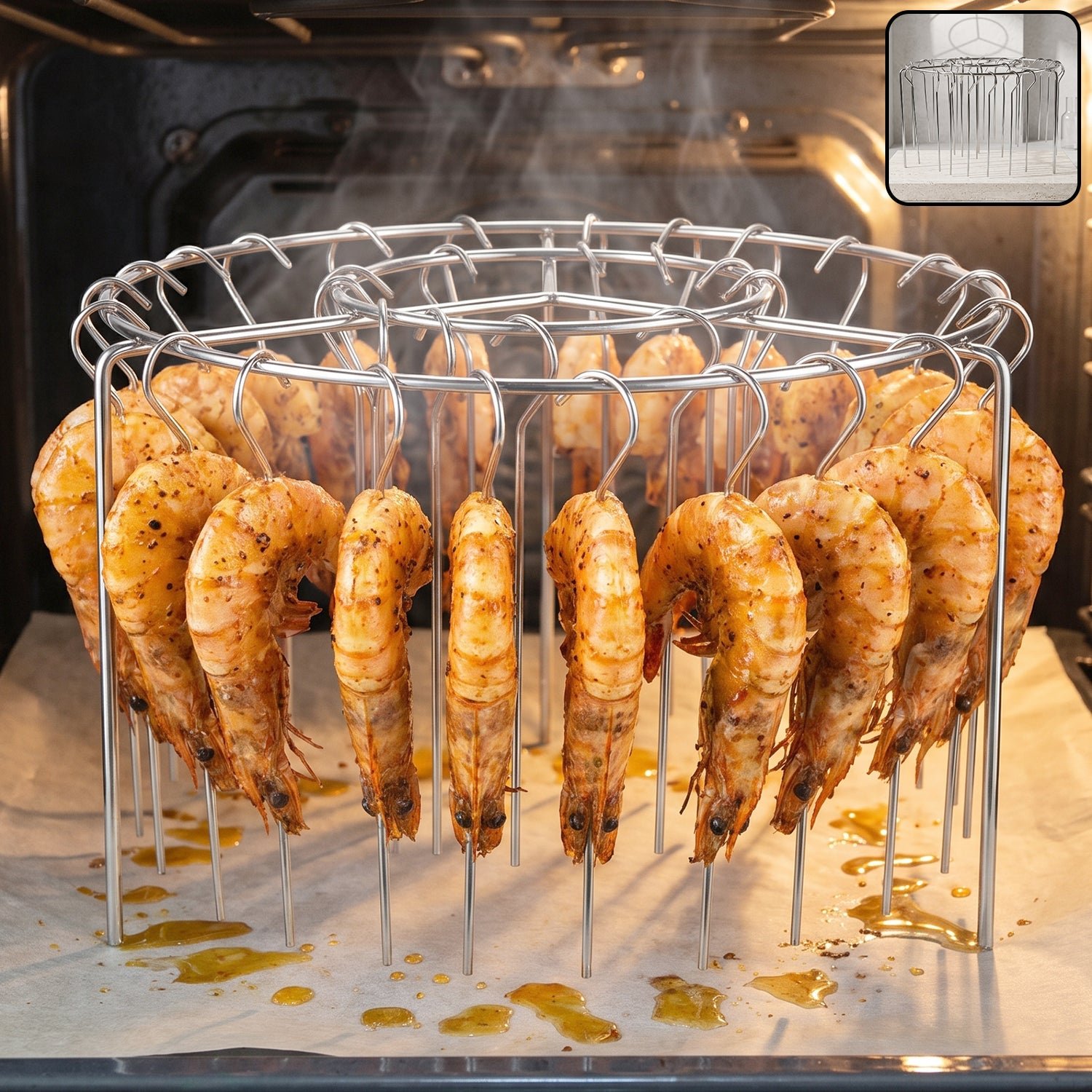 Air Fryer Skewer Stand Stainless Steel BBQ Kebab Rack Holder (1 Set)