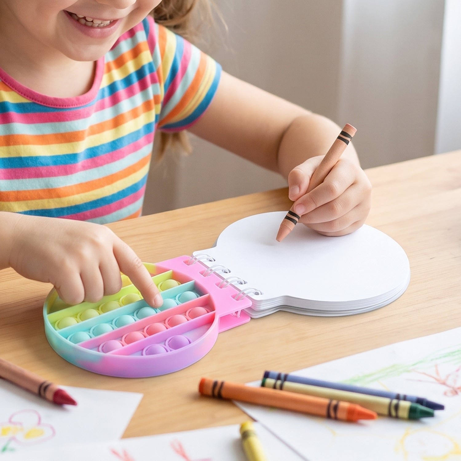 Mini Pop It Diary Fidget Notebook for Kids Rainbow Silicone Bubble (1 Pc) - Image 3
