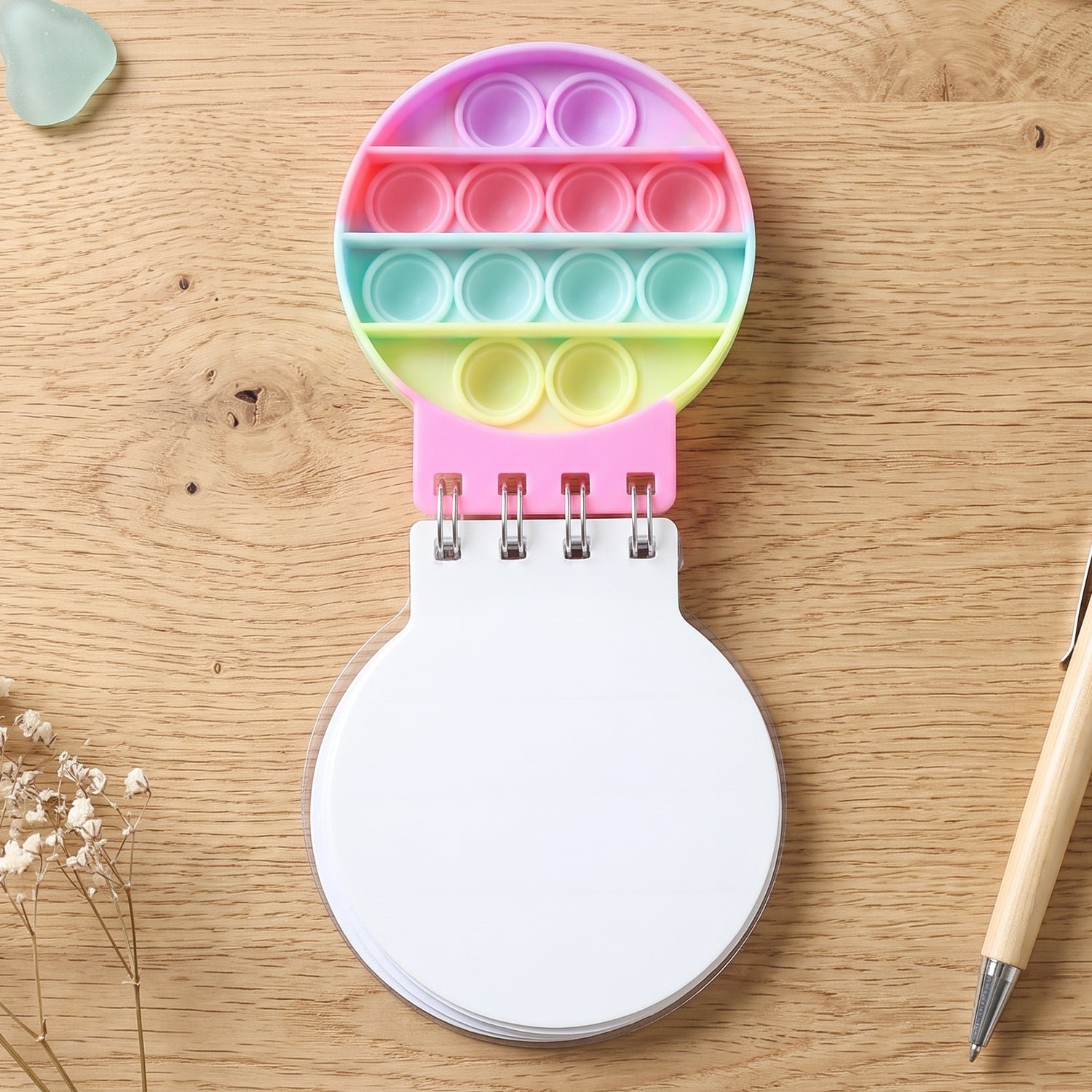 Mini Pop It Diary Fidget Notebook for Kids Rainbow Silicone Bubble (1 Pc) - Image 4
