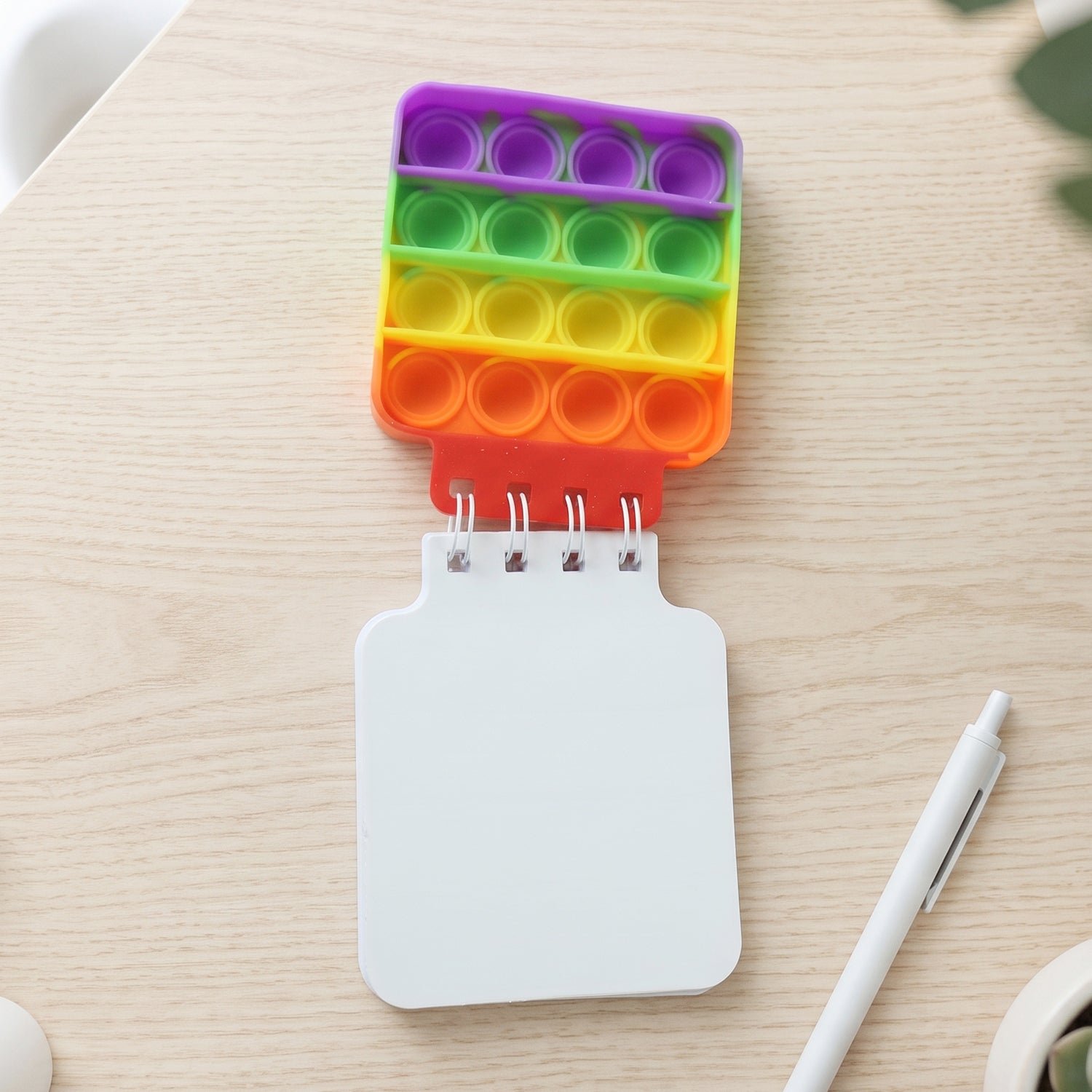 Mini Square Pop It Diary Fidget Notebook for Kids Rainbow Silicone (1 Pc) - Image 4
