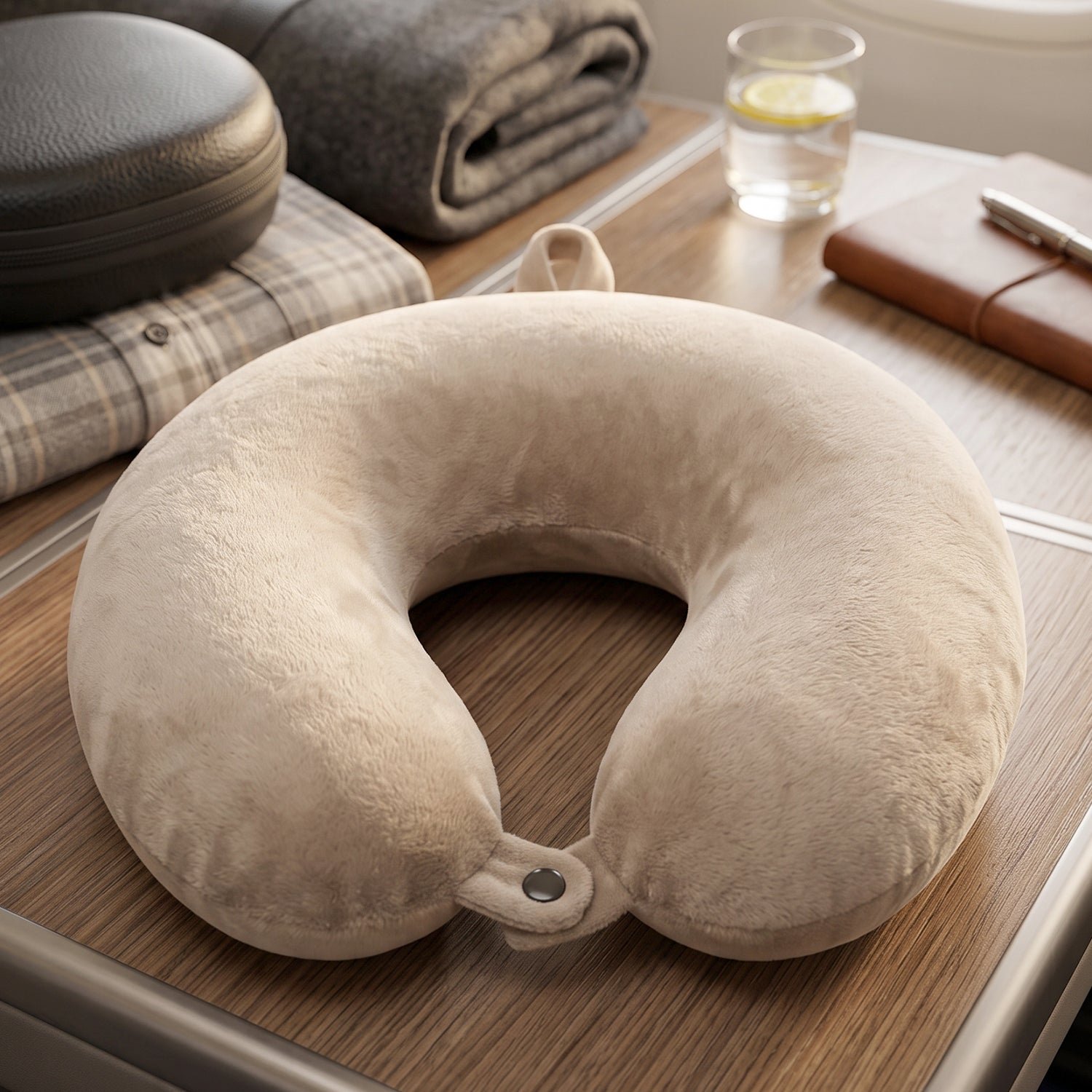 U-Shaped Travel Neck Pillow, Soft Velvet Support Pillow for Travel (1 Pc) - Image 4