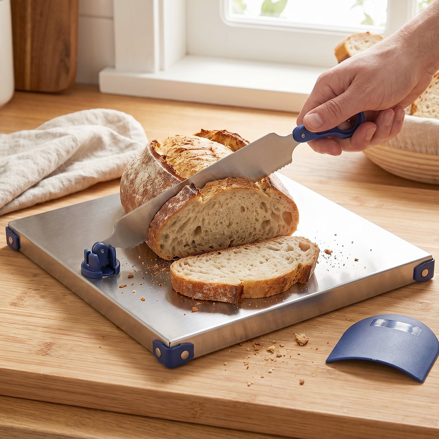 Stainless Steel 2 In 1 Cutting Chopping Board with Knife Finger Gua... - Image 4