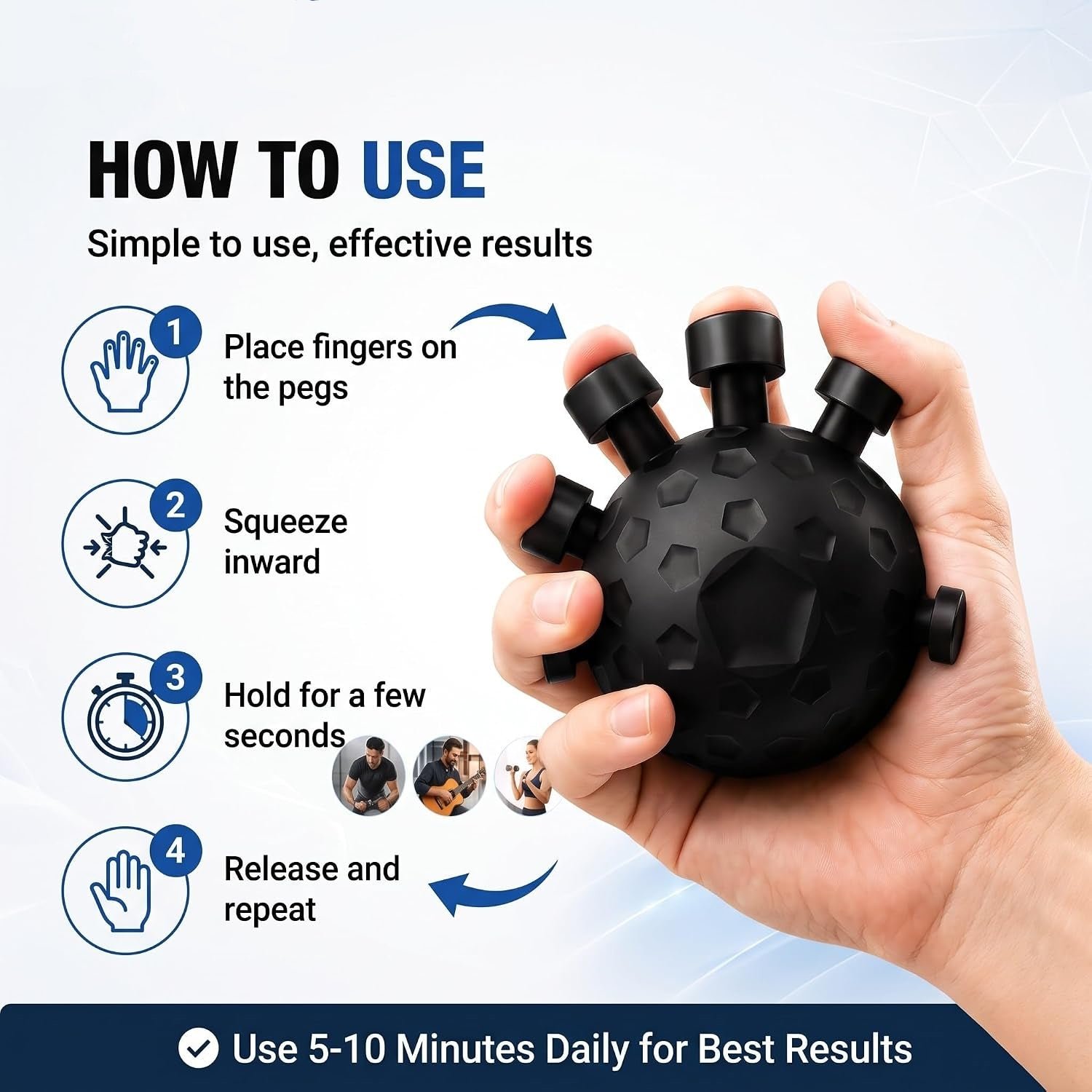 Eagle Claw Finger Gripper, Hand Grip Strength and Wrist Exerciser Ball (1 Pc) - Image 3
