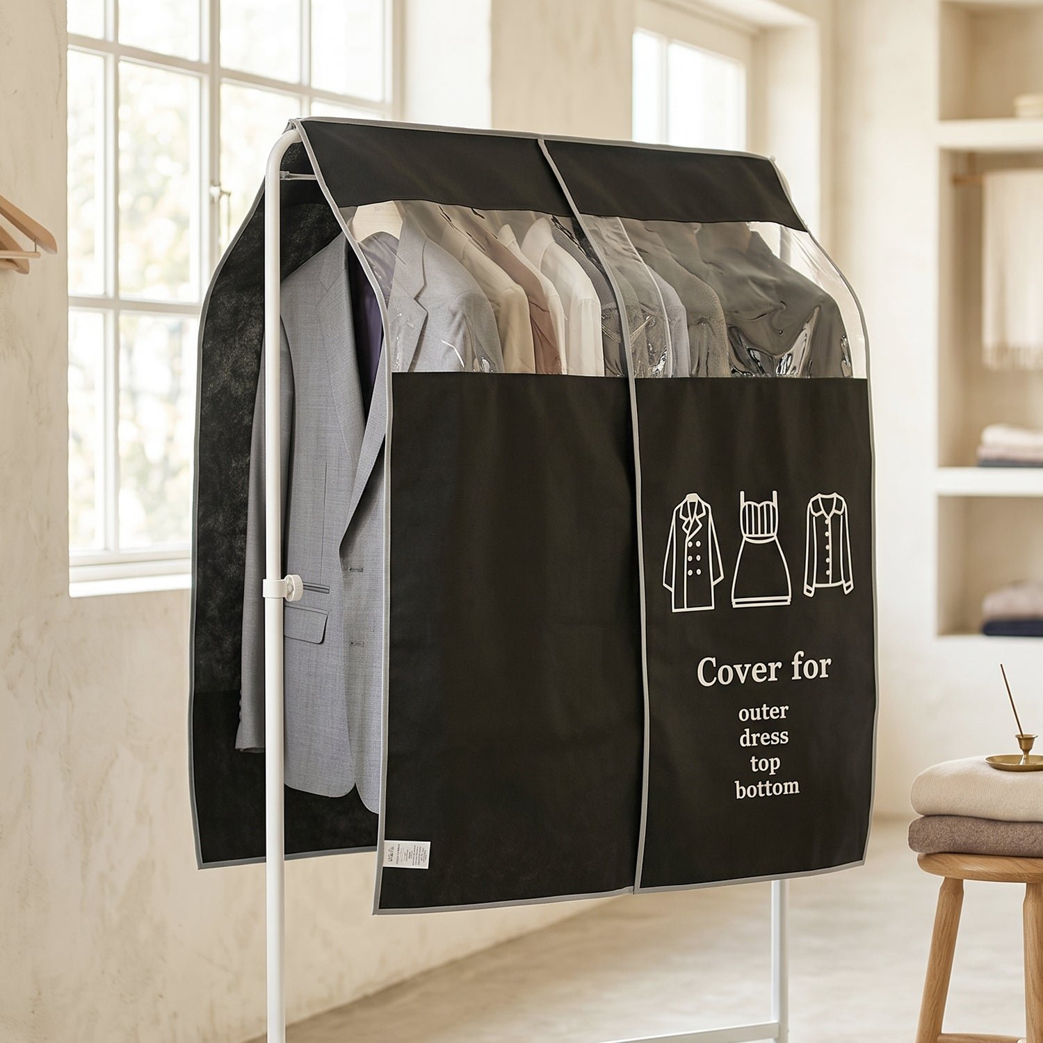 Hanging Garment Dust Cover – Keeps Clothes Neat & Dust-Free - Image 3