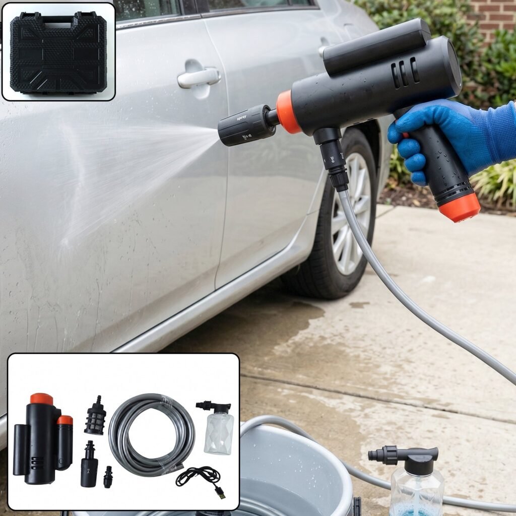 Portable Cordless Car Washer – High Pressure Cleaning Kit
