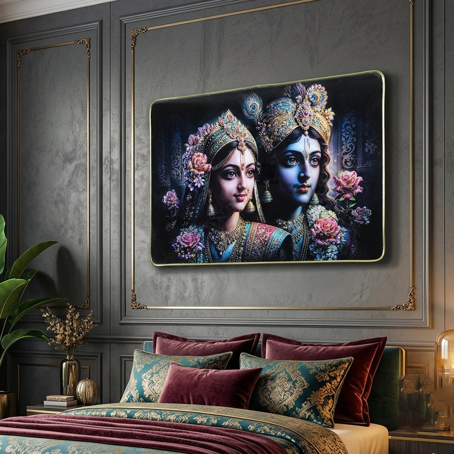 Radha Krishna Wall Painting – Divine Art for Home & Temple - Image 3