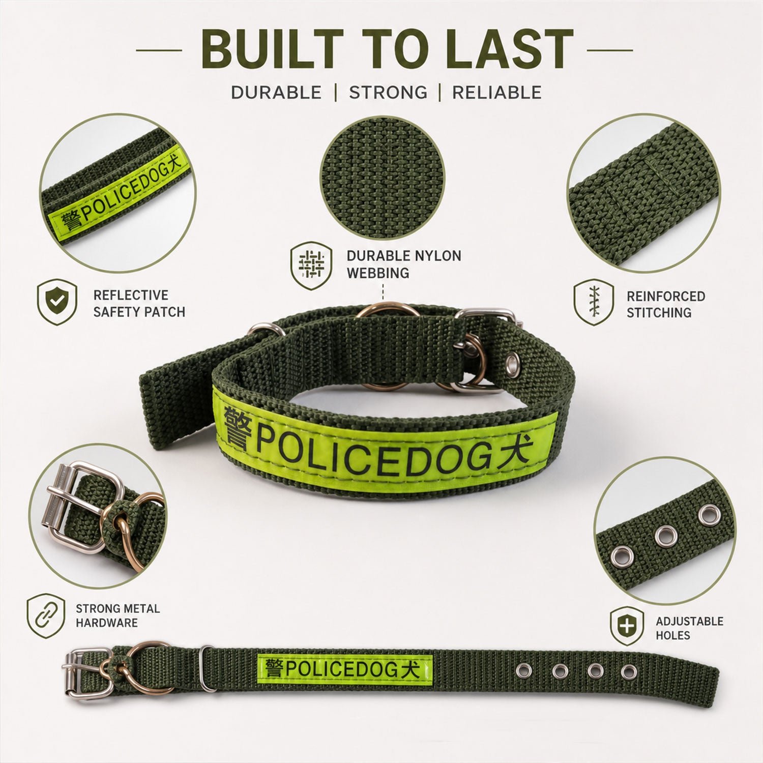 Heavy Duty Nylon Dog Collar – Reflective & Adjustable for Active Dogs - Image 3