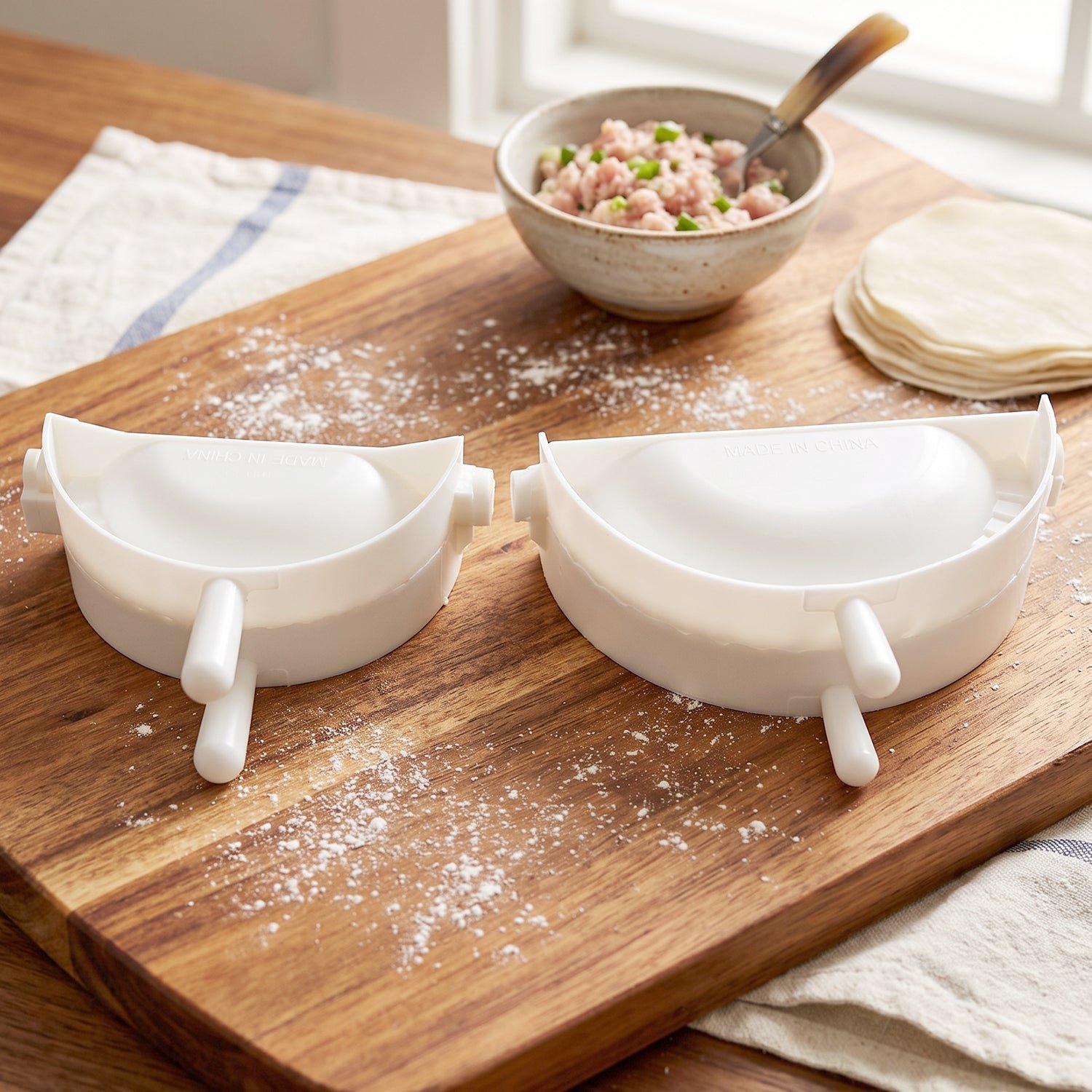 Dumpling Maker Mould Set with Mini Rolling Pin for Momo and Gujiya (1 Set) - Image 3
