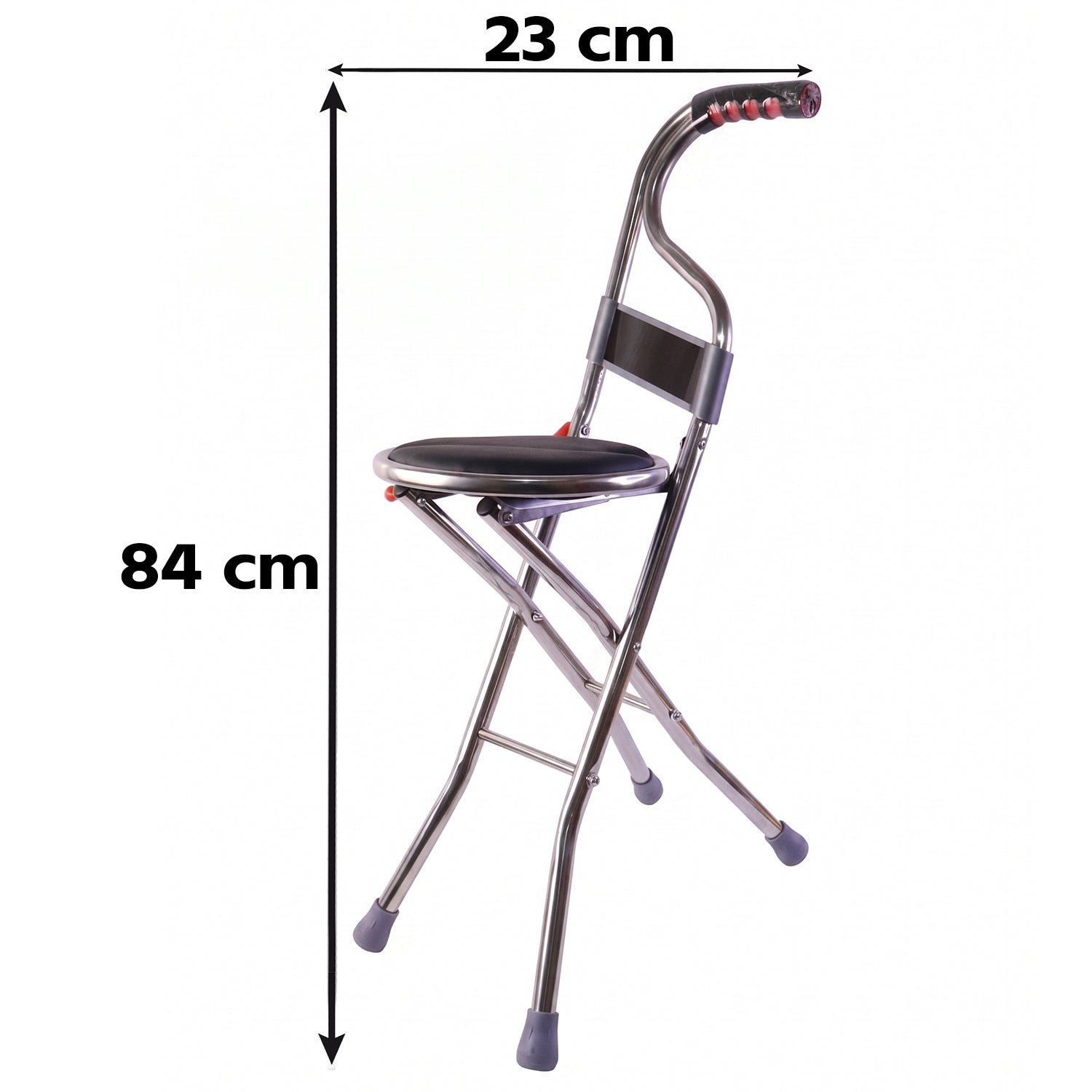 Folding Walking Stick with Seat and Backrest 4 Leg Cane Stool Chair (1 Pc) - Image 6