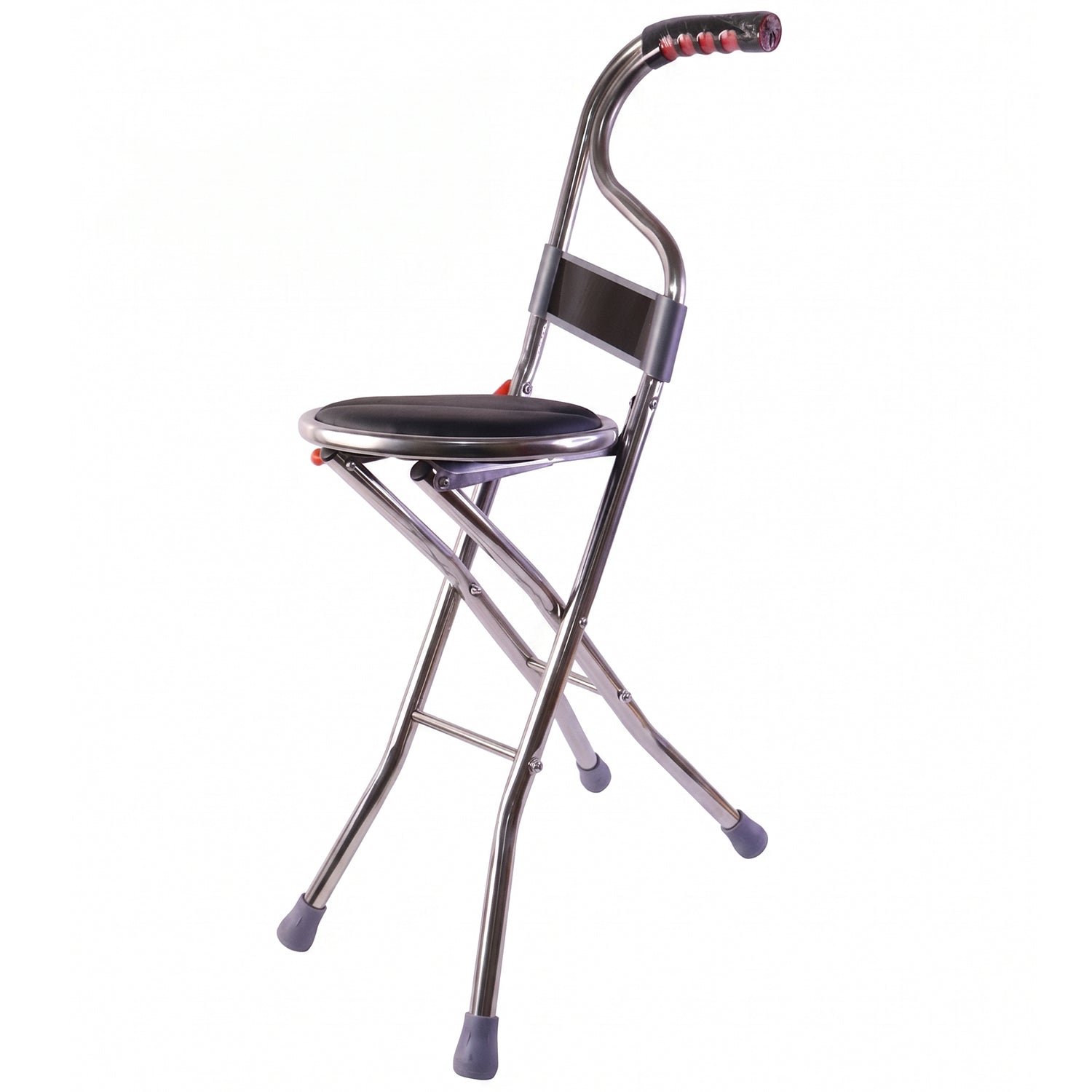 Folding Walking Stick with Seat and Backrest 4 Leg Cane Stool Chair (1 Pc) - Image 5
