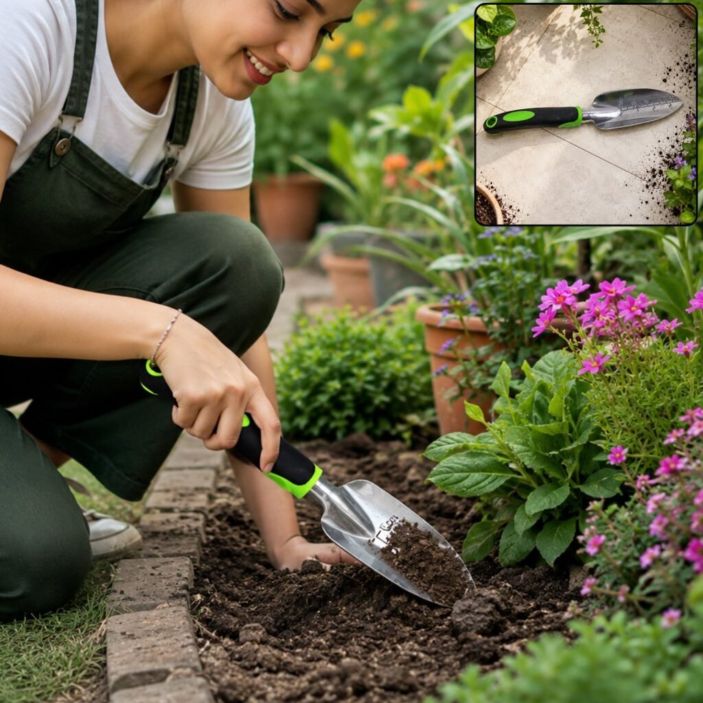 Garden Hand Trowel Stainless Steel Digging Tool Ergonomic Non Slip Handle (1 Pc)