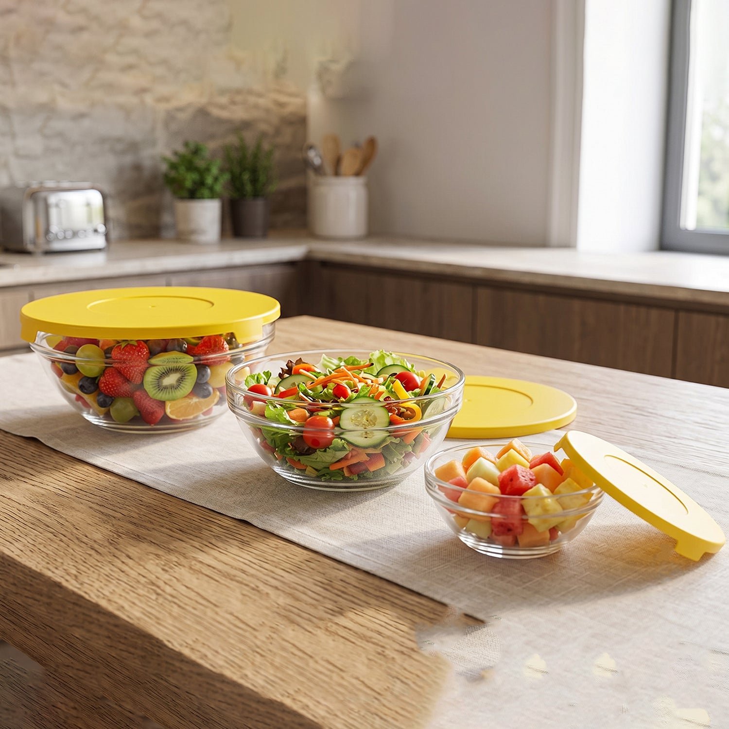 Glass Bowl Set with Lids – Versatile Kitchen Storage & Serving - Image 3