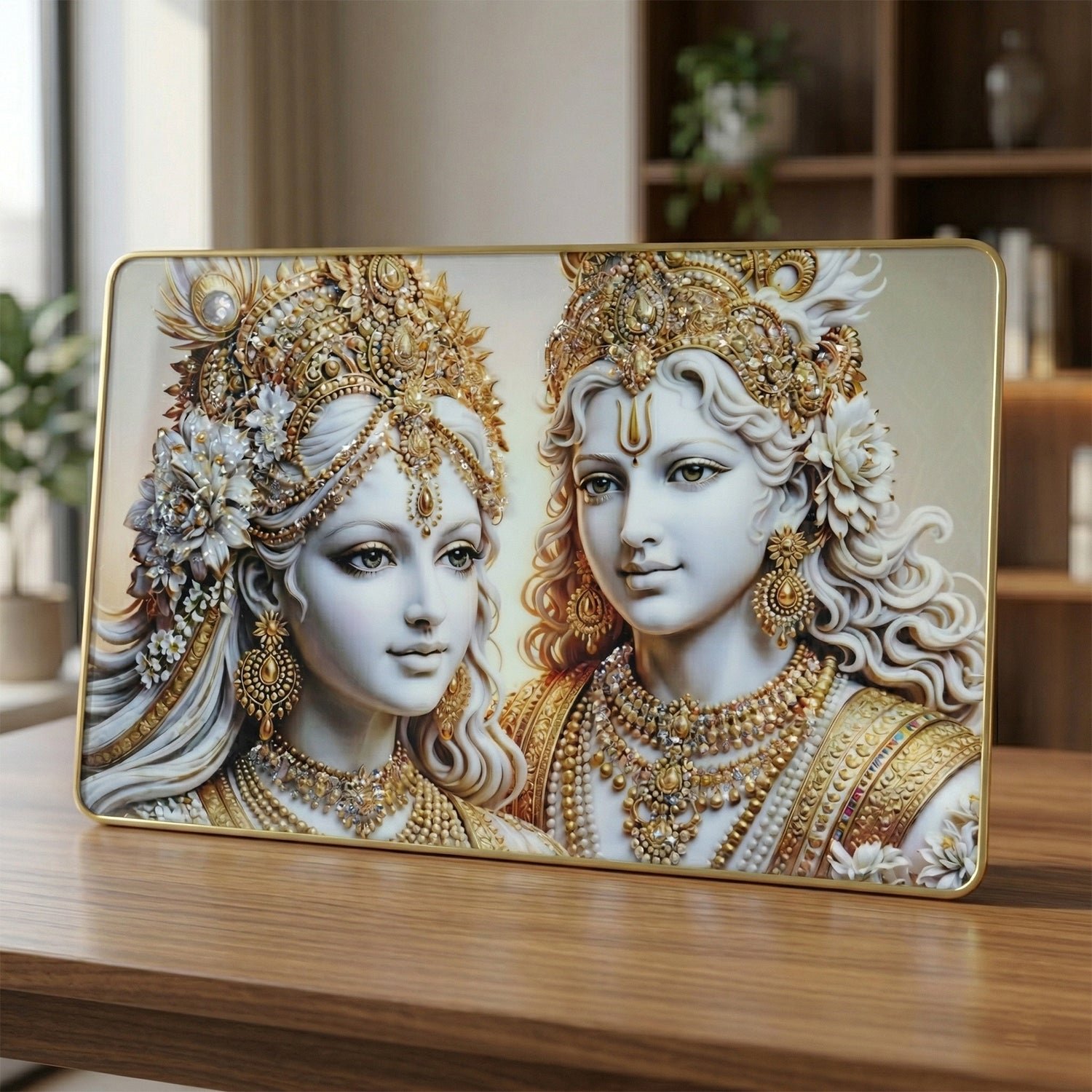 Radha Krishna Wall Art – Golden Finish Decor for Spiritual Spaces - Image 5