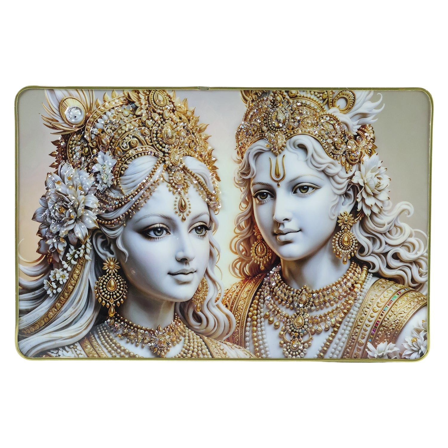 Radha Krishna Wall Art – Golden Finish Decor for Spiritual Spaces - Image 4