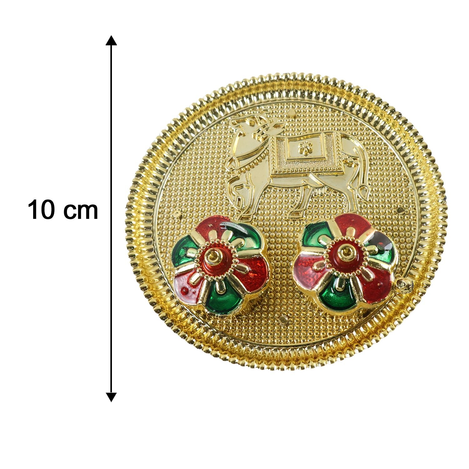 Cow Design Kankavati Kumkum Holder, Golden Pooja Thali with Compartments (1 Pc) - Image 6