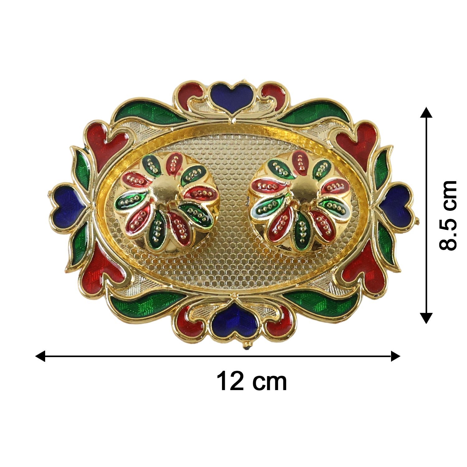 Decorative Kankavati Kumkum Holder, Golden Enamel Pooja Thali with Bowls (1 Pc) - Image 6